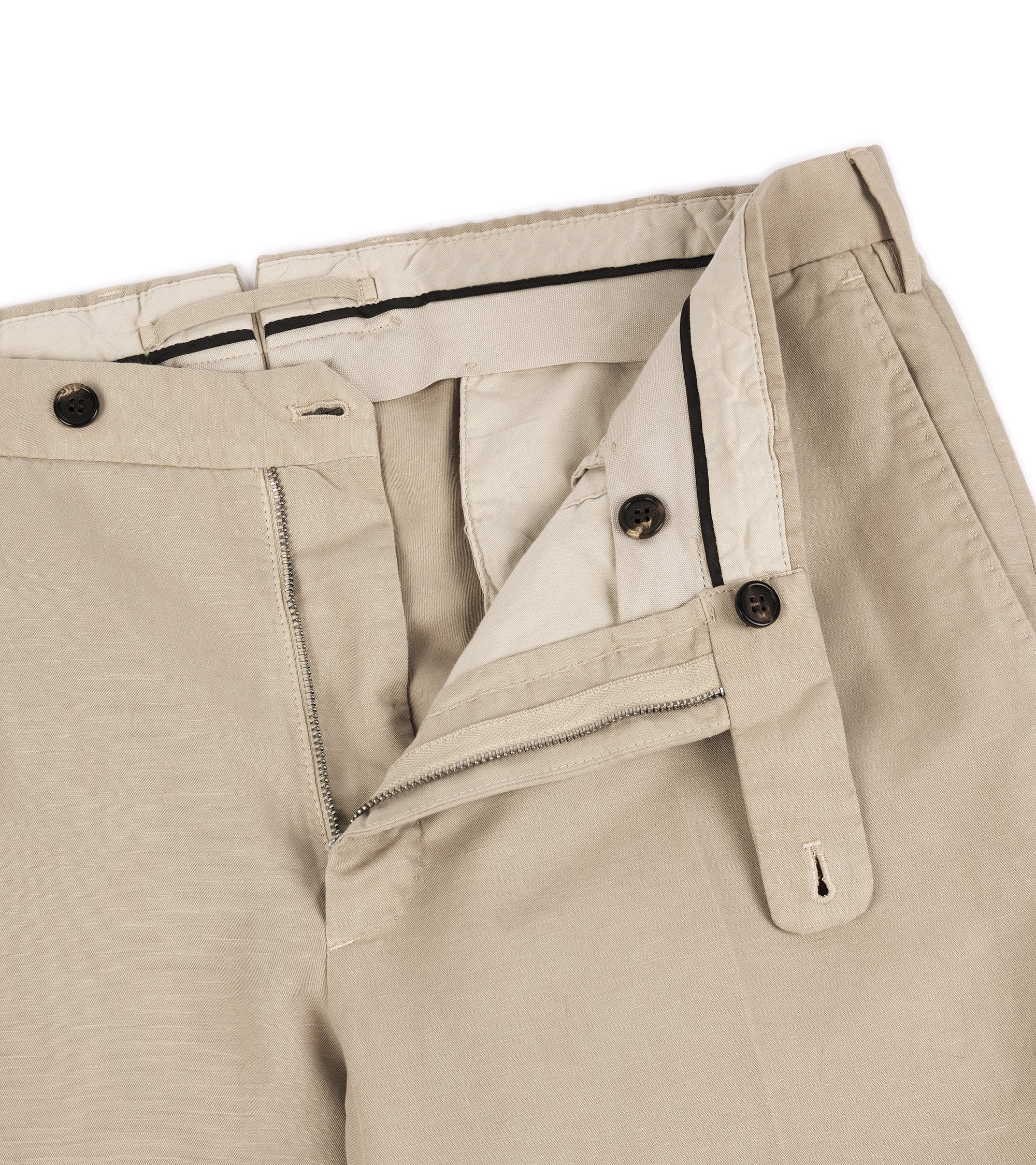 Incotex Regular Fit Chinolino Cotton Linen Trousers: Tan