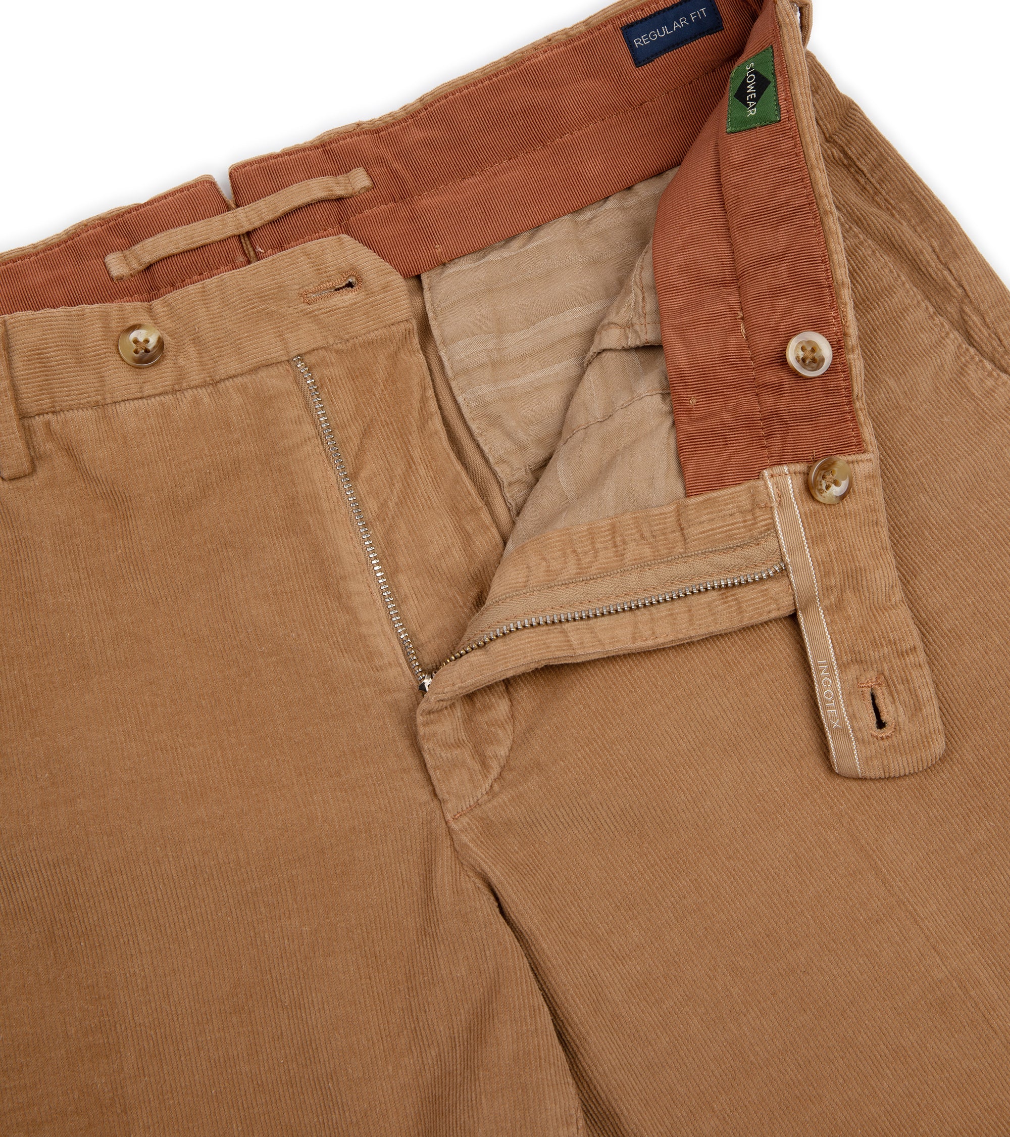 Incotex Regular Baby Cord Trousers: Tan