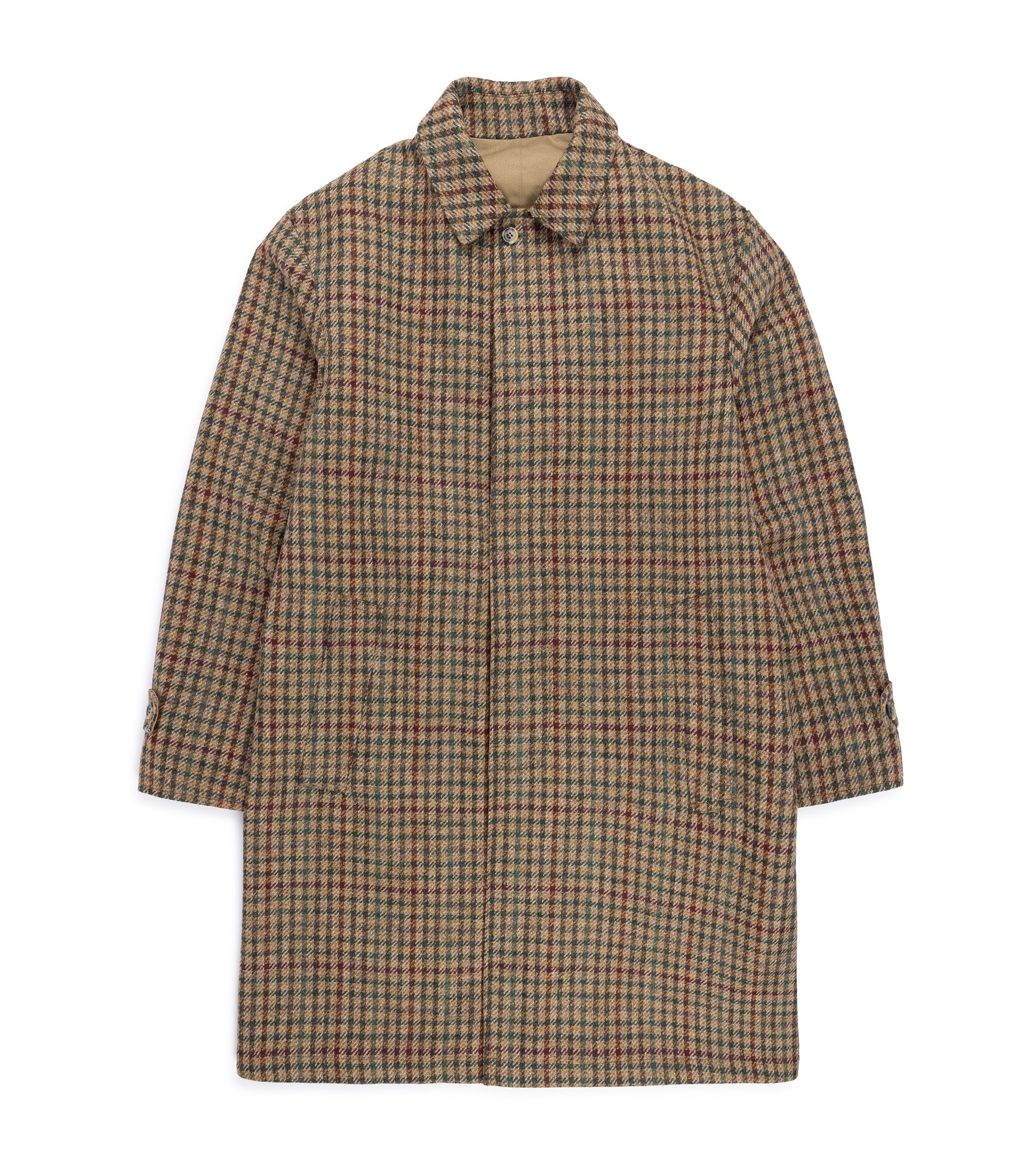 Justo Gimeno Wool Check Hoggi Overcoat: Brown