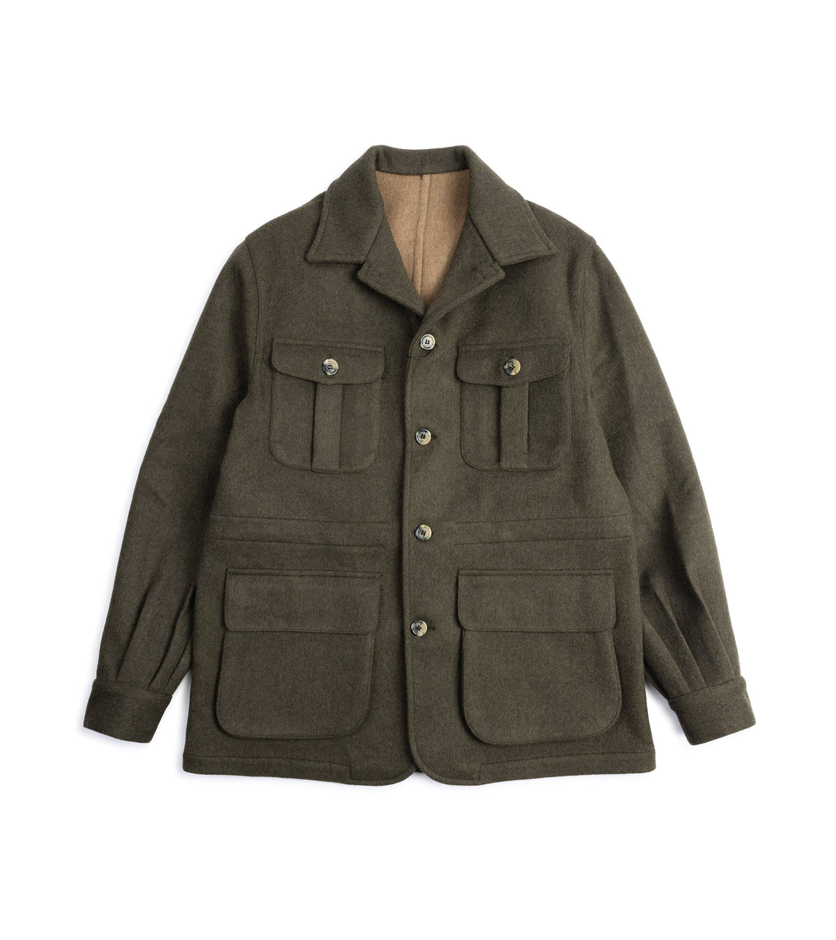 Justo Gimeno Double Faced Wool Safari Jacket in olive