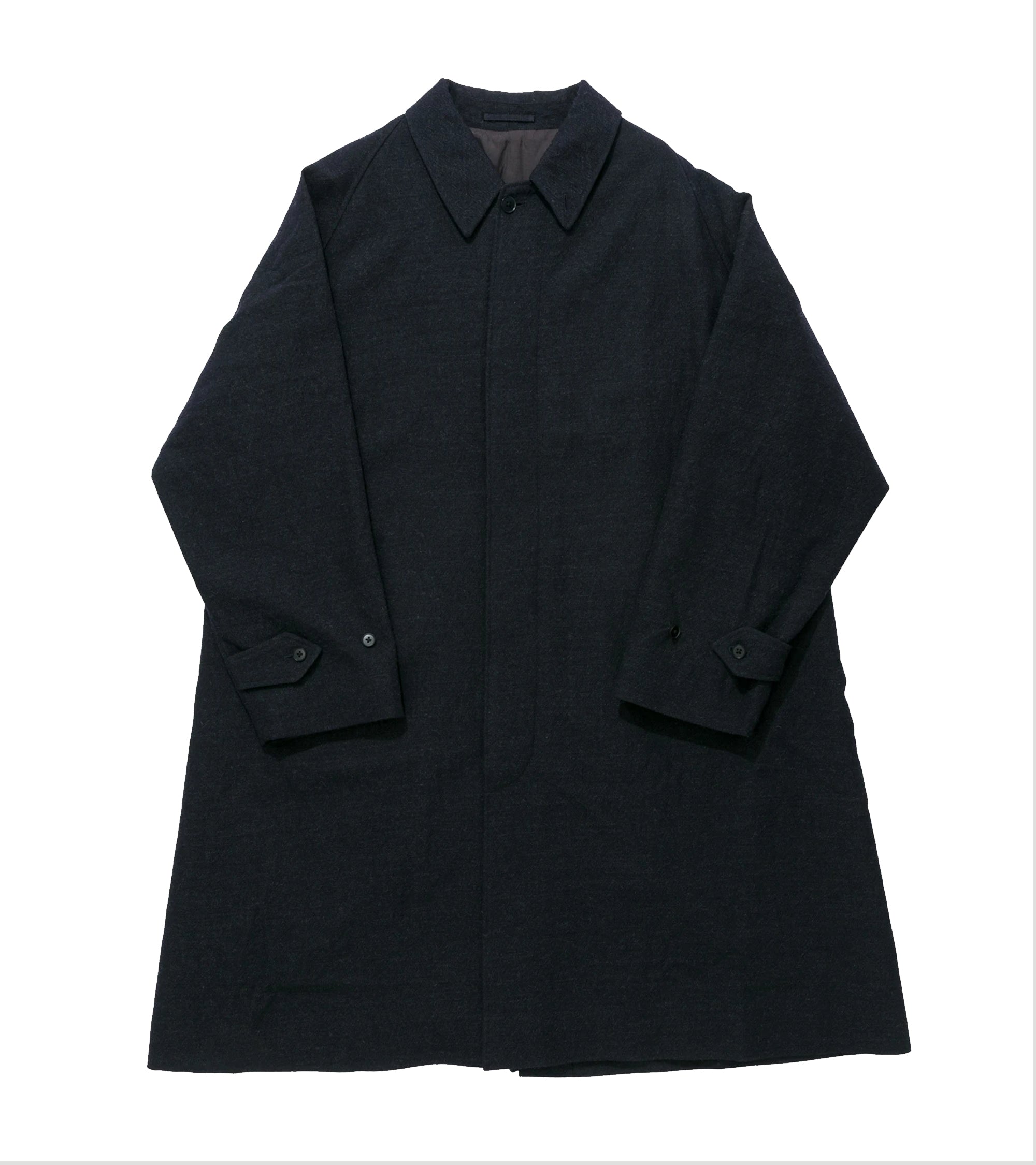 Kaptain Sunshine Washed Wool Serge Walker Coat: Navy