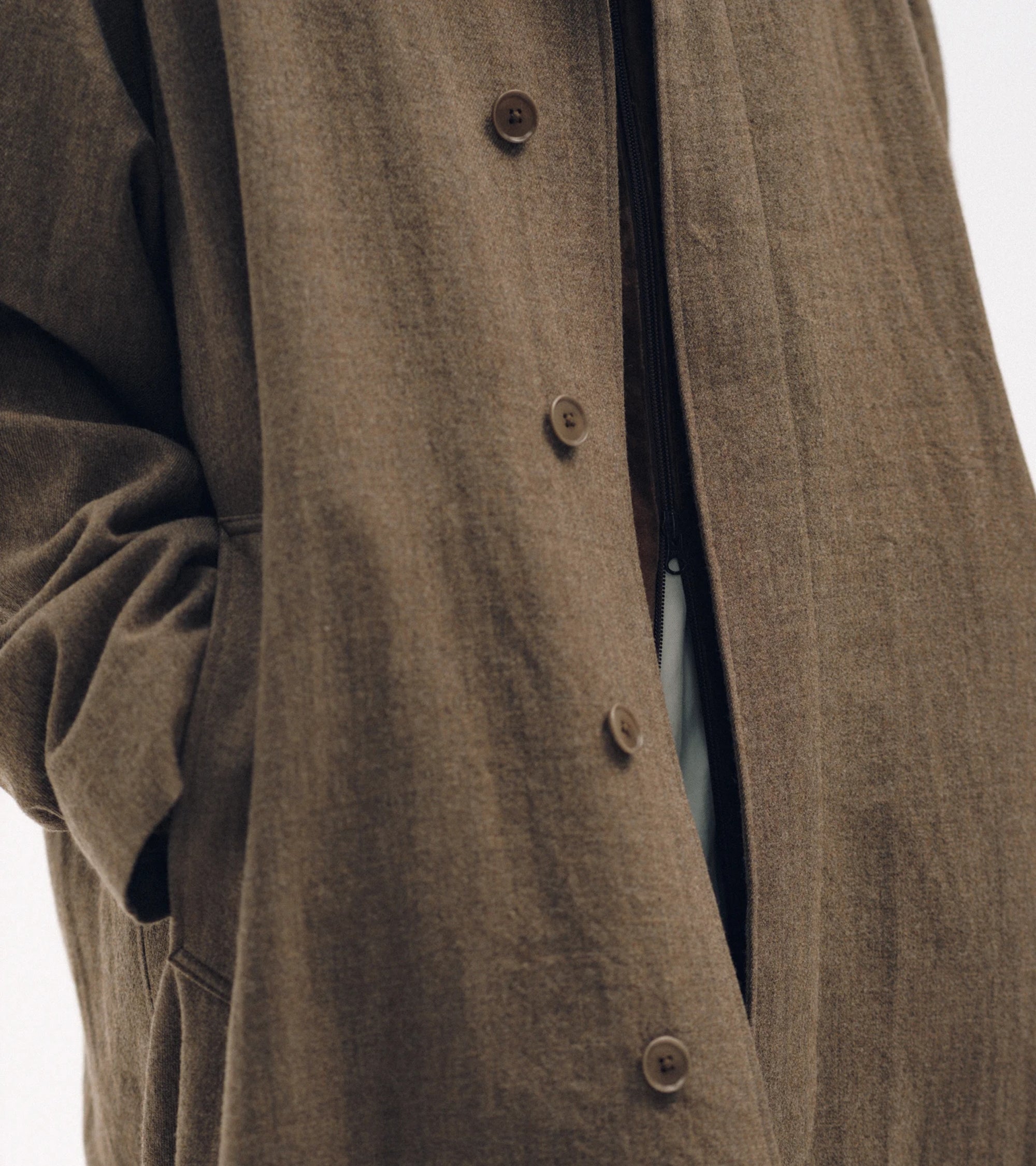 Kaptain Sunshine Washed Wool Serge Walker Coat: Tan