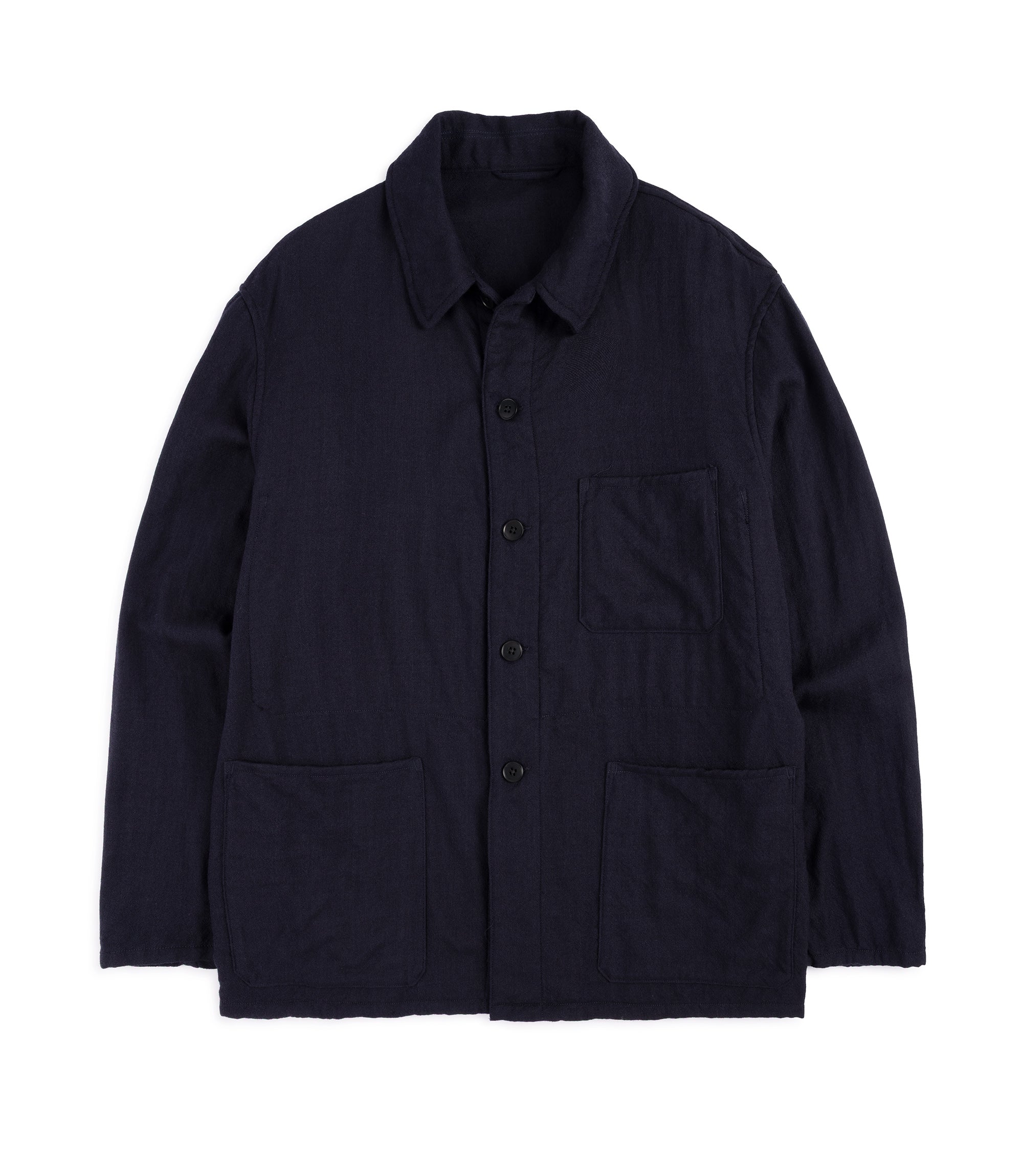Kaptain Sunshine Wool Gauze Work Shirt Jacket: Navy
