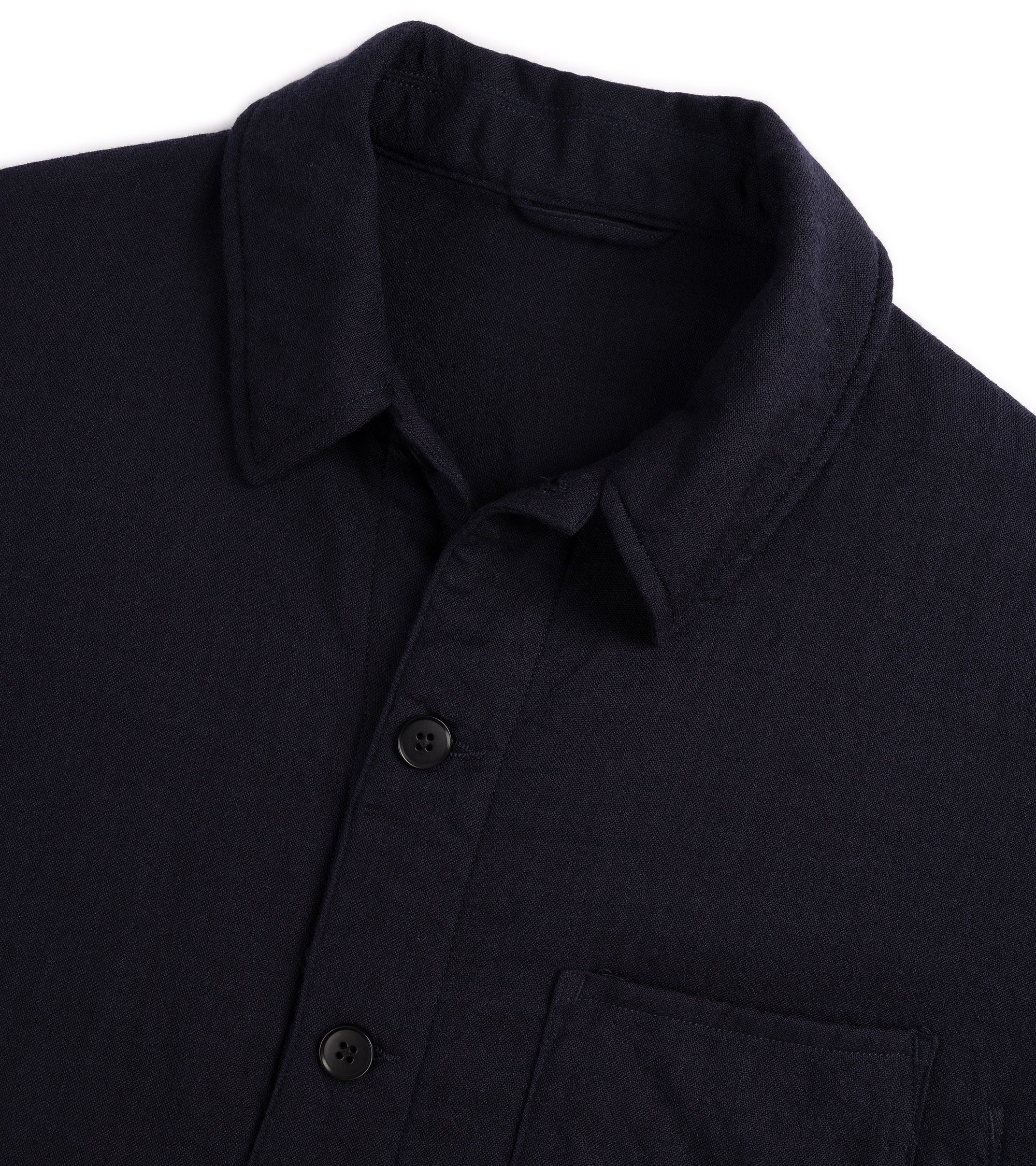 Kaptain Sunshine Wool Gauze Work Shirt Jacket: Navy