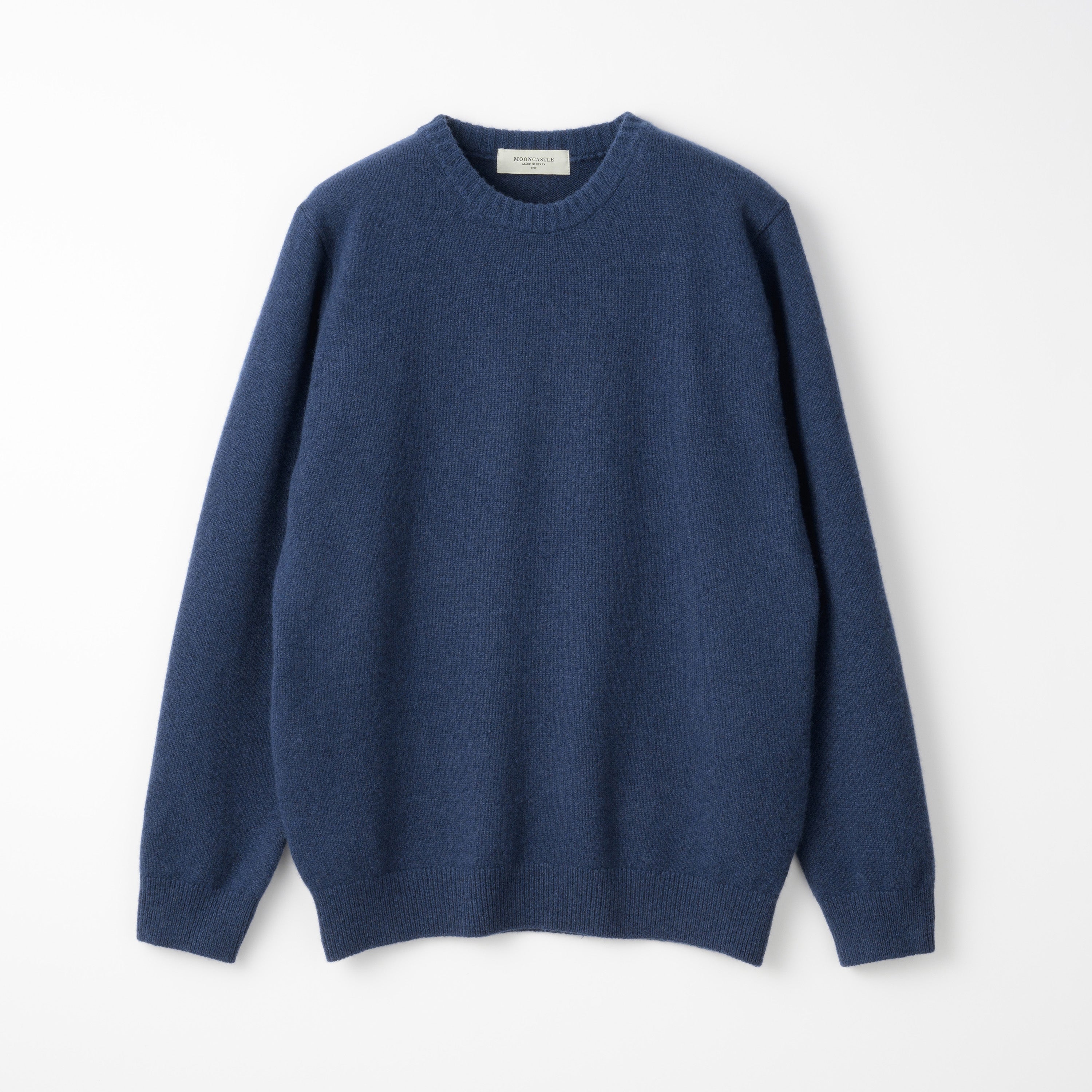 Mooncastle Wool Cashmere Silk Crew Neck Sweater: Navy