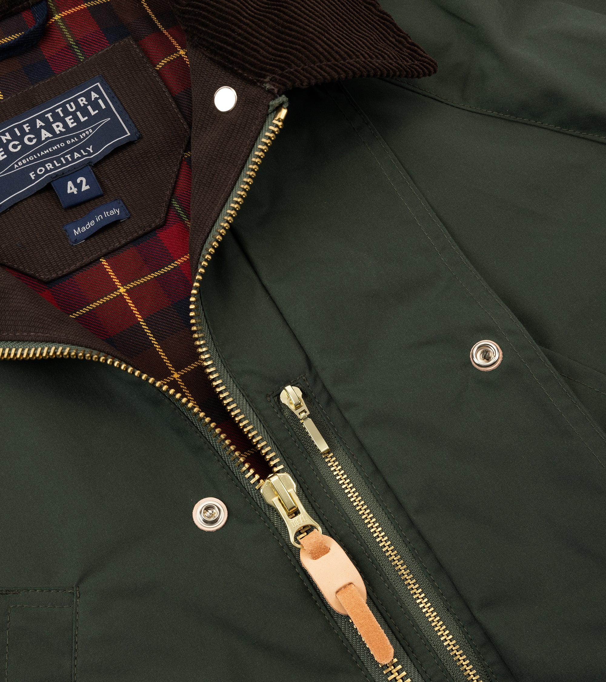 Manifattura Ceccarelli Rain Caban Dry Waxed Cotton Jacket: Dark Green