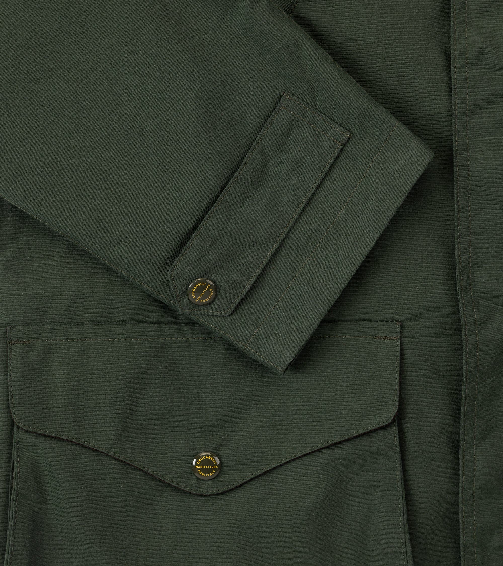 Manifattura Ceccarelli Rain Caban Dry Waxed Cotton Jacket: Dark Green