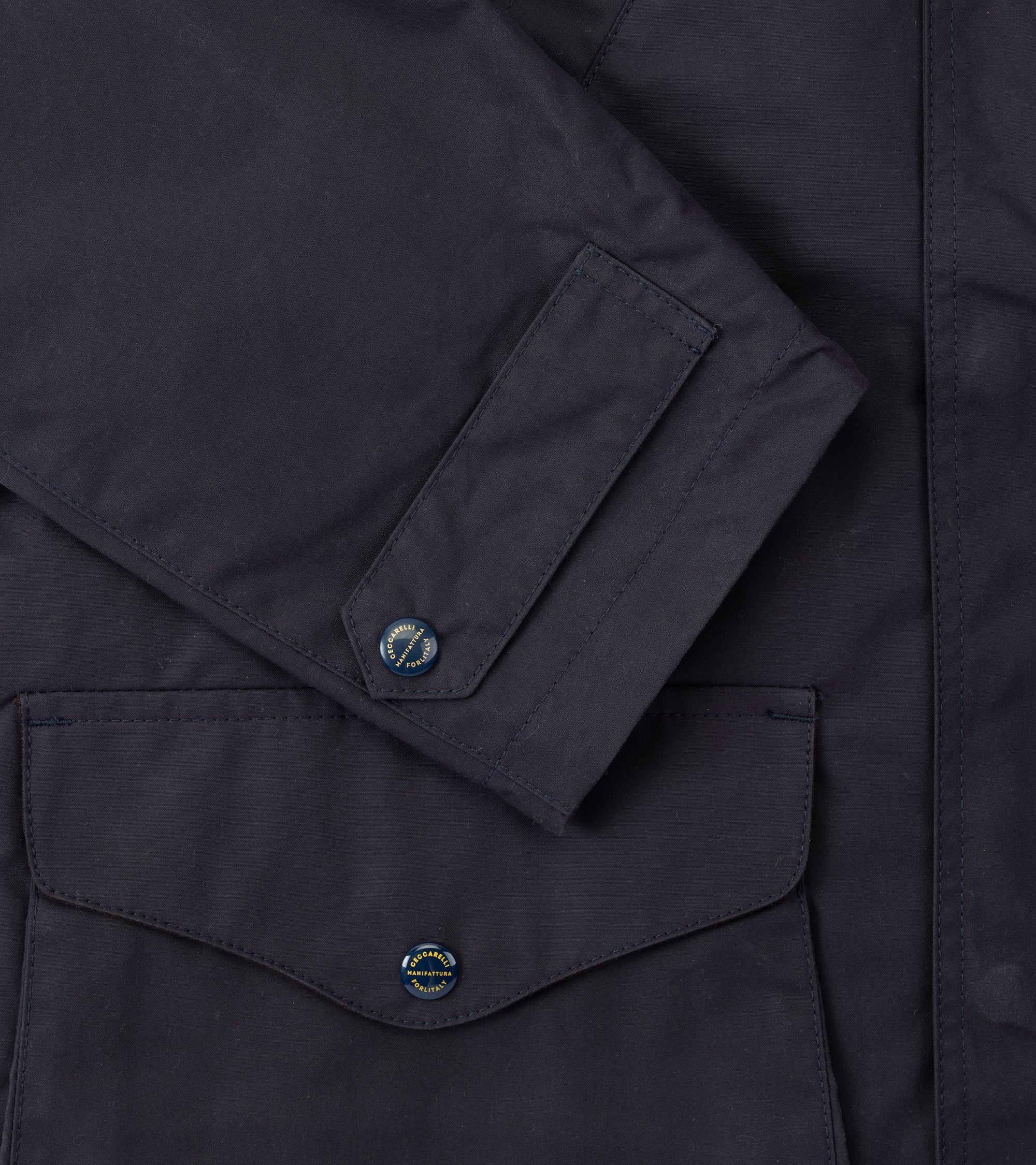 Manifattura Ceccarelli Rain Caban Dry Waxed Cotton Jacket: Navy