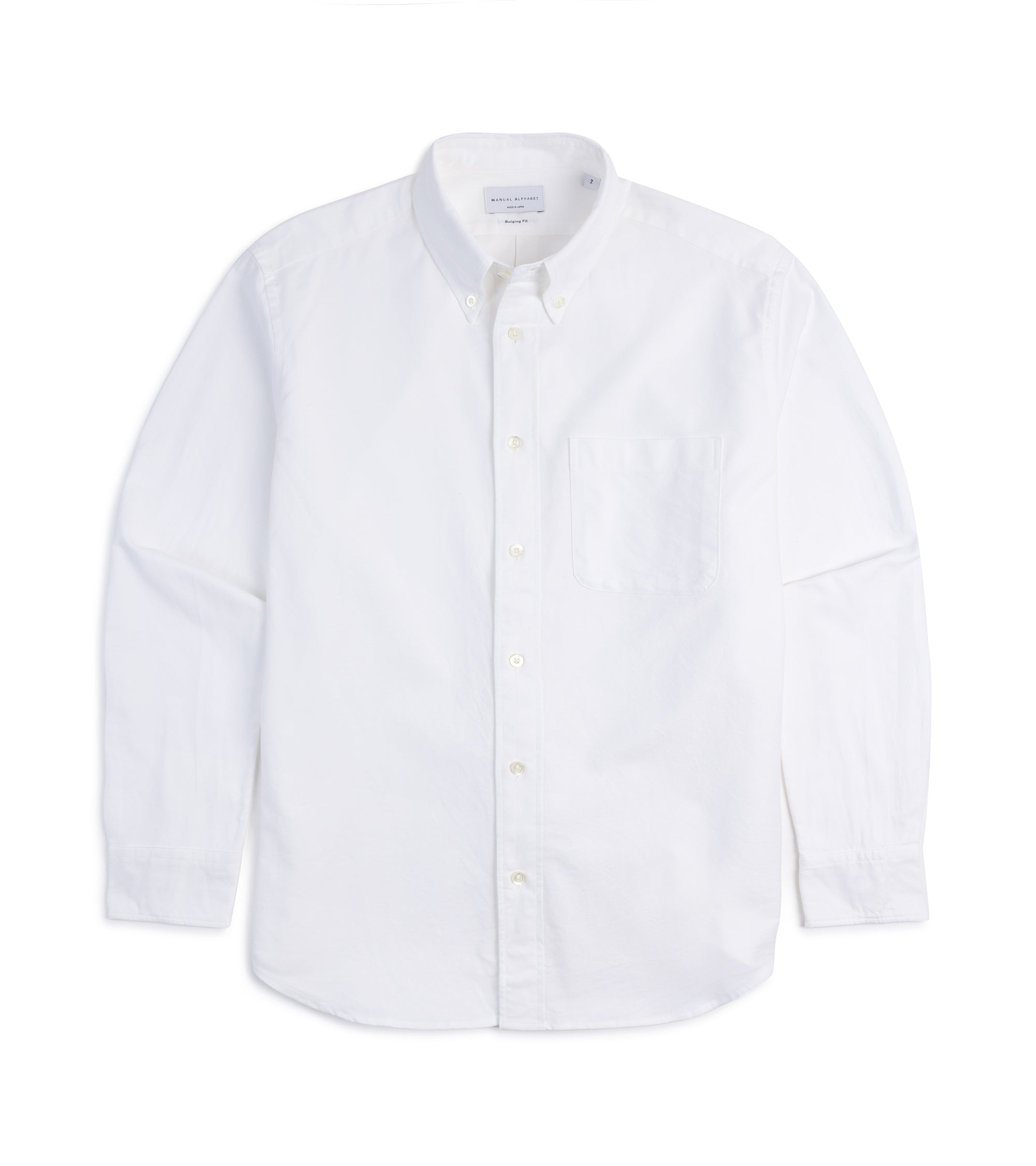 Manual Alphabet Supima Cotton Oxford Button Down Shirt: White