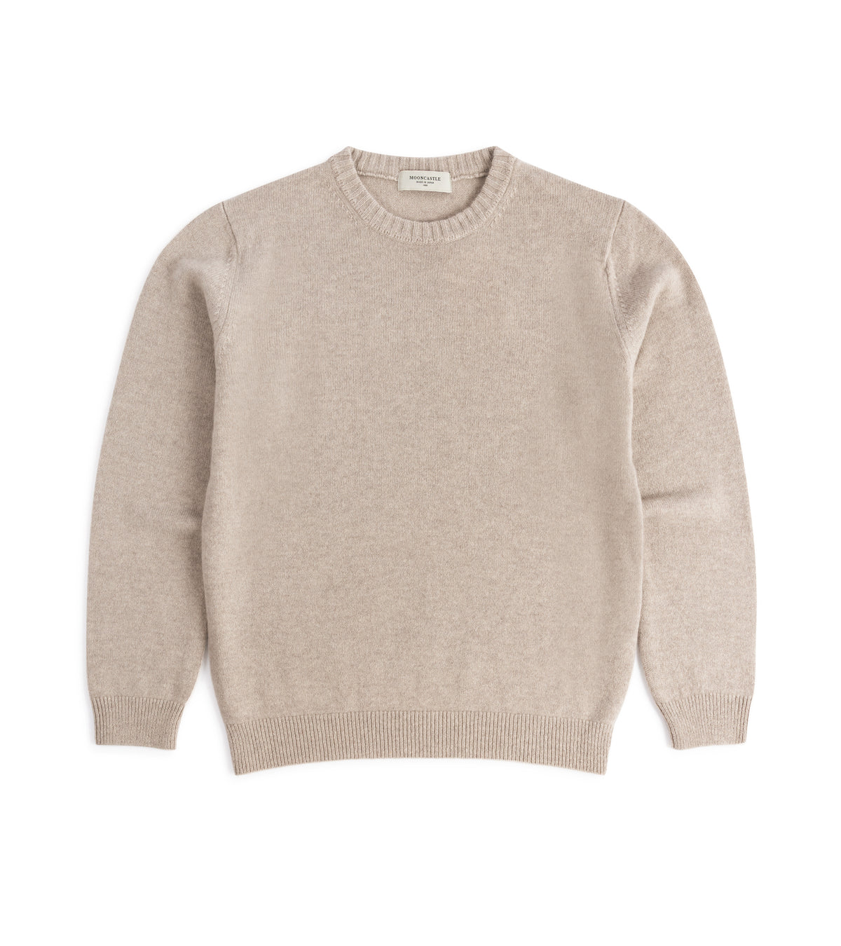 Mooncastle Wool Cashmere Silk Crew Neck Sweater: Beige Grey