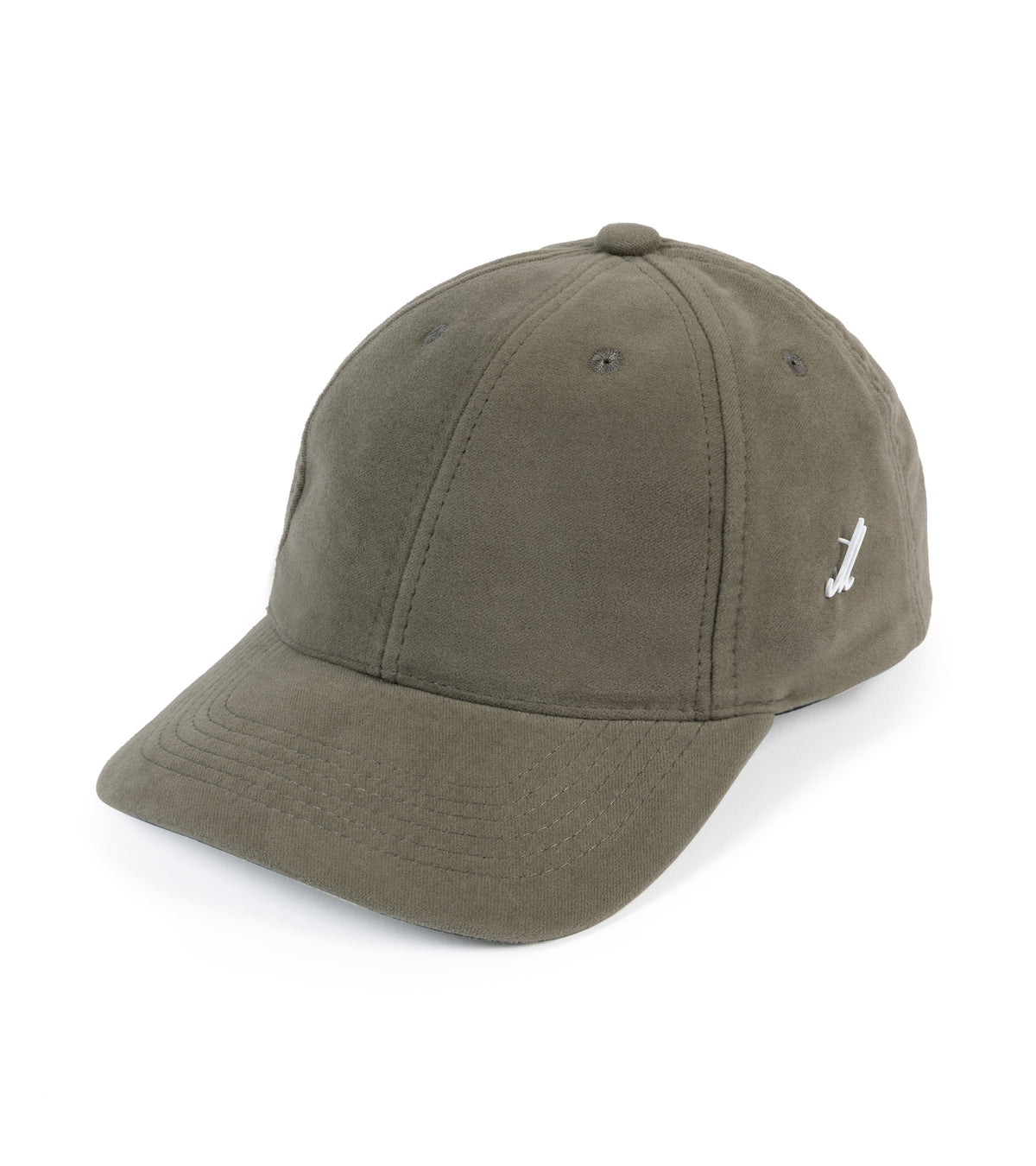 A stone baseball cap with a small white pin logo on the side, photographed on a clean white background.