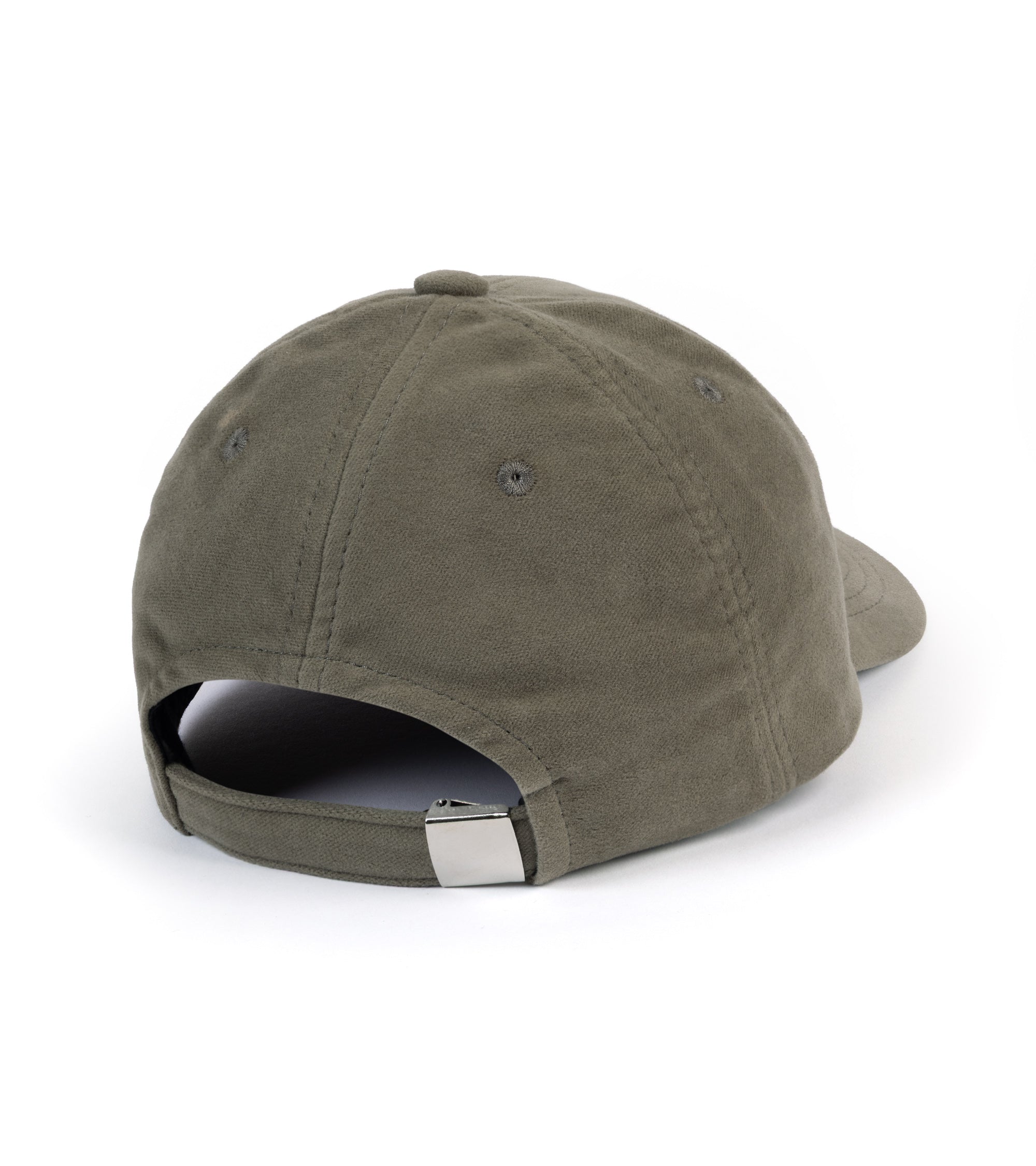 A stone baseball cap shown from the back, featuring a fabric texture and an adjustable snapback closure with a silver metal slider, set against a plain white background.
