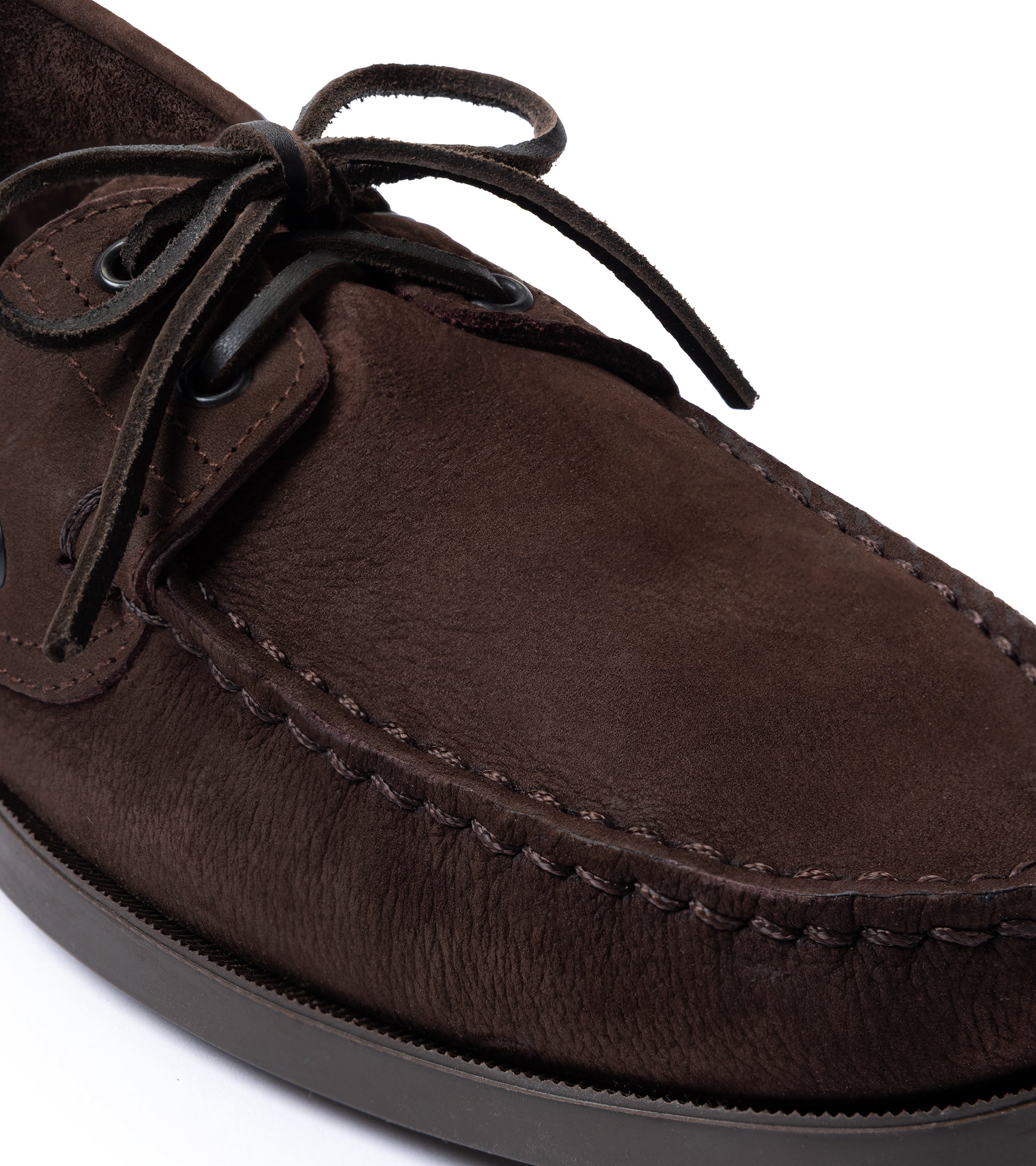 Paraboot Barth Nubuck Boat Shoe: Chocolate