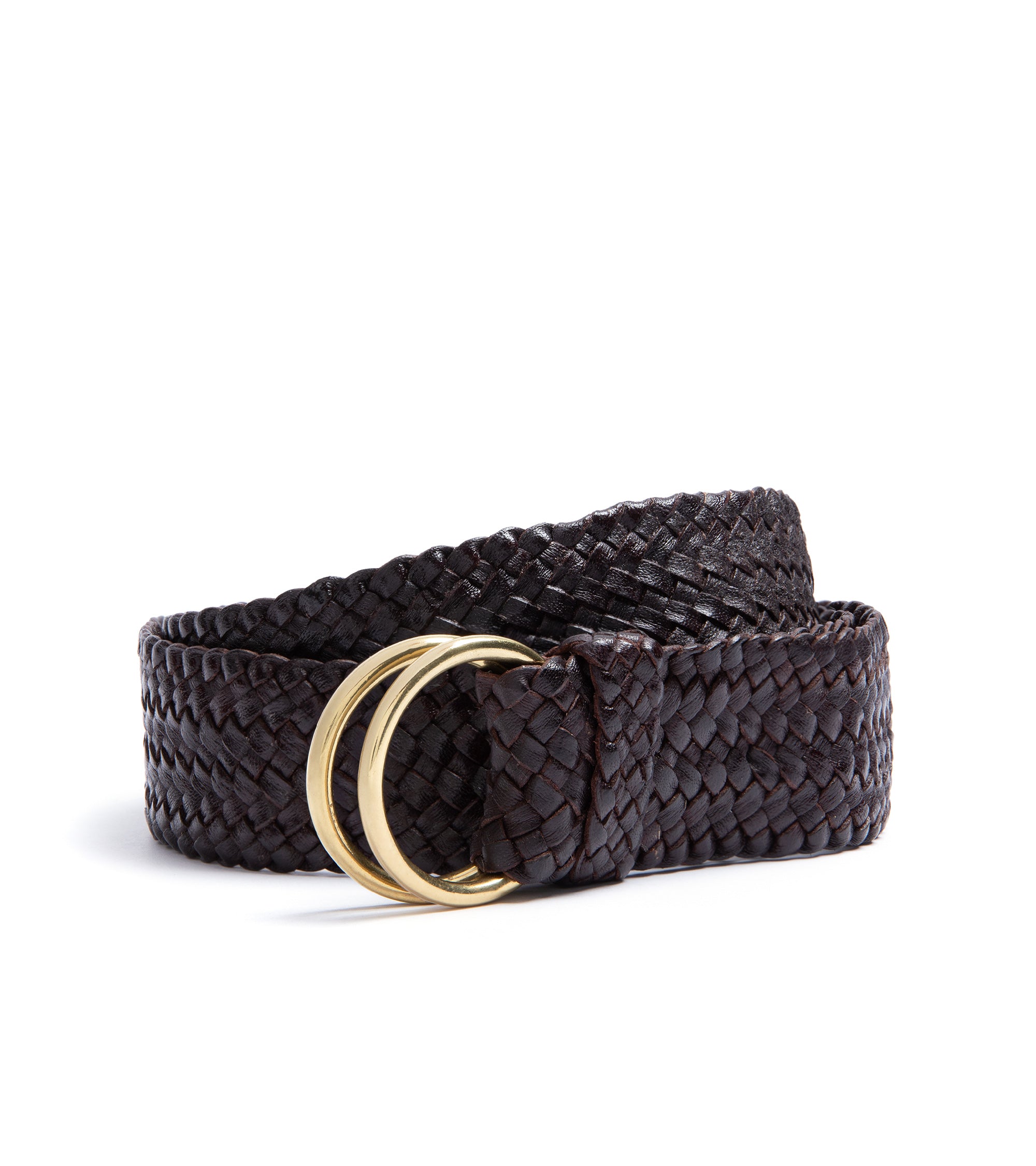 R.M. Williams Kangaroo Leather Plaited 'O' Ring Belt: Black