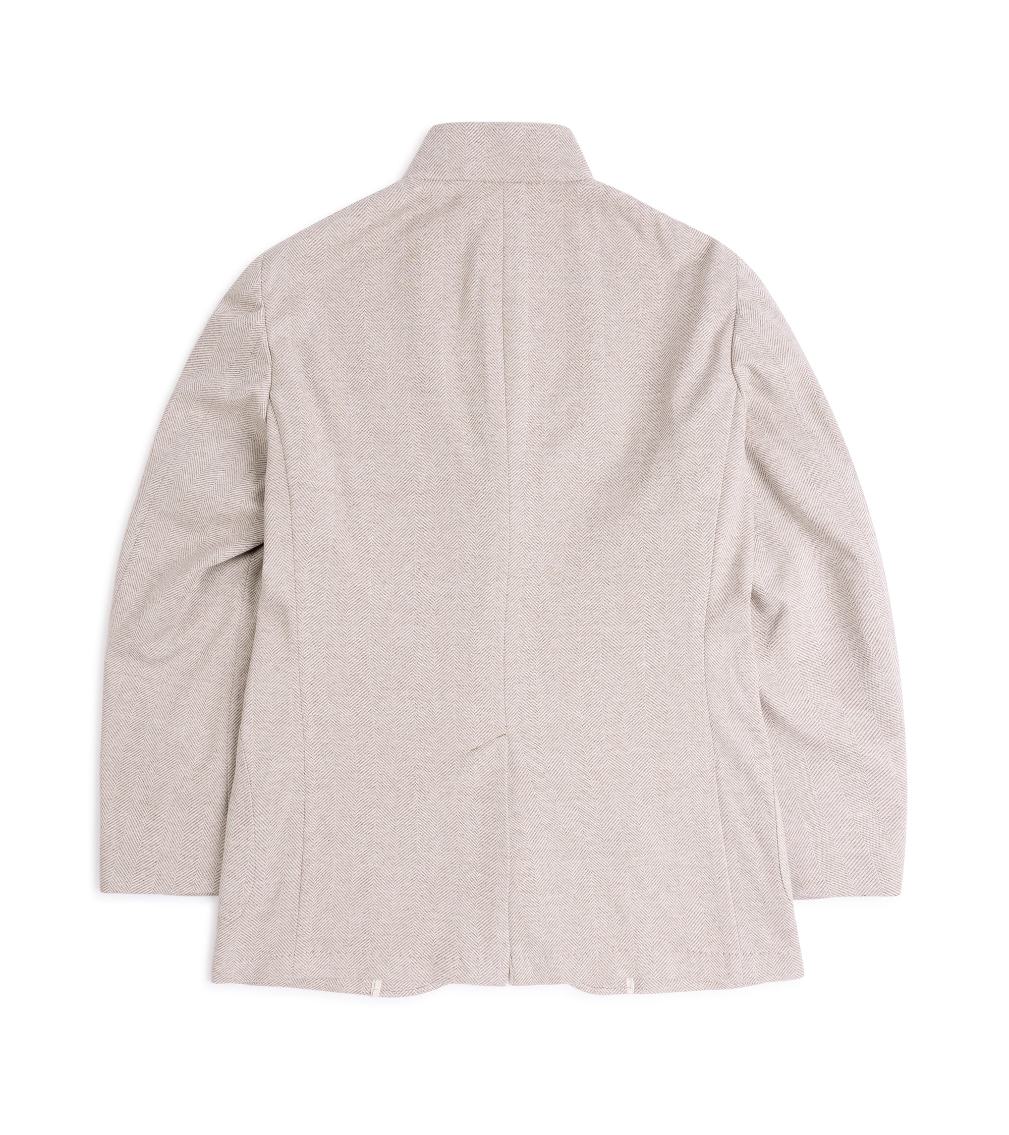 Ring Jacket Cotton Herringbone Stand Collar Jacket: Beige