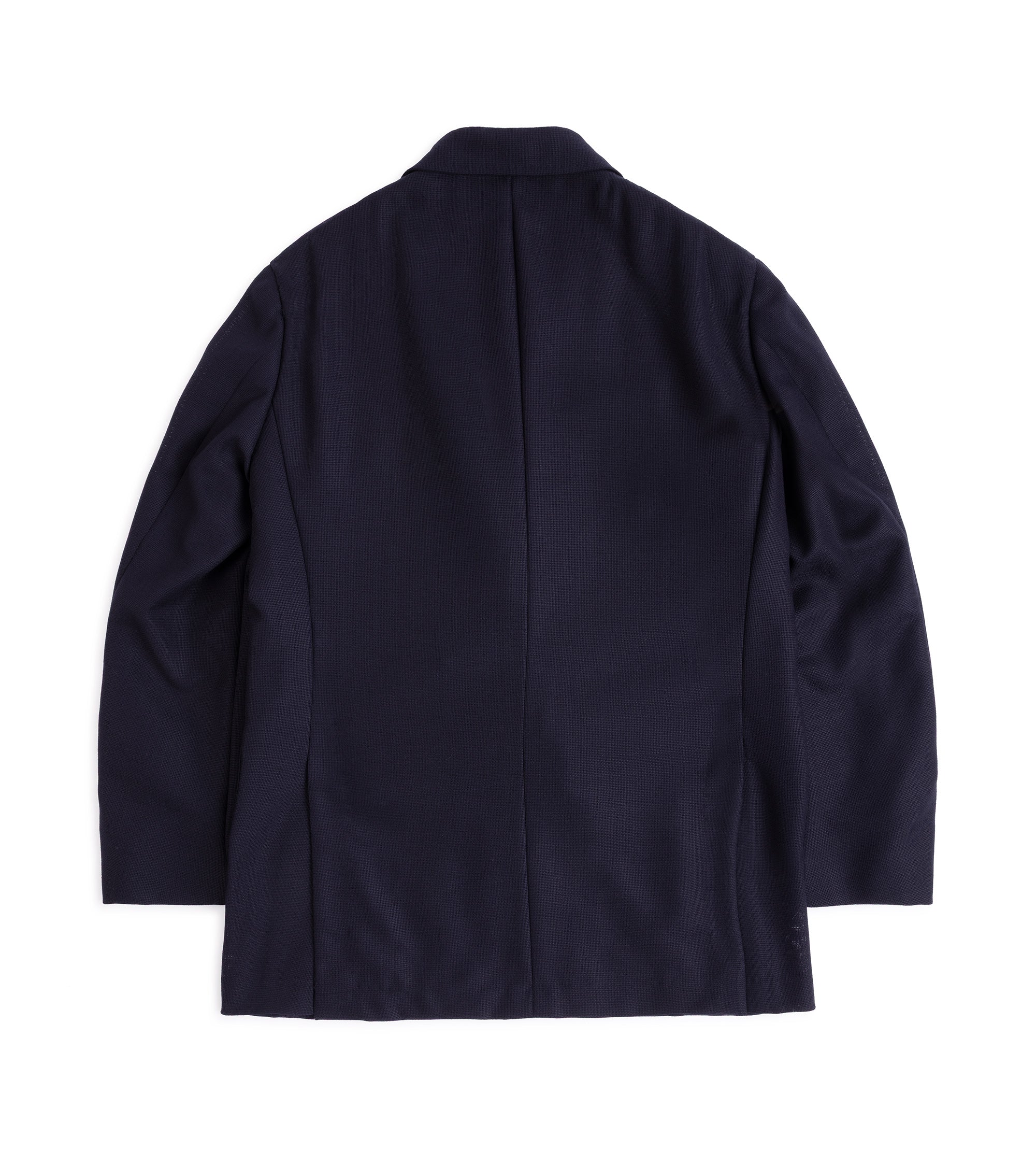 Ring Jacket Wool Mesh Balloon Double Breasted Jacket: Navy