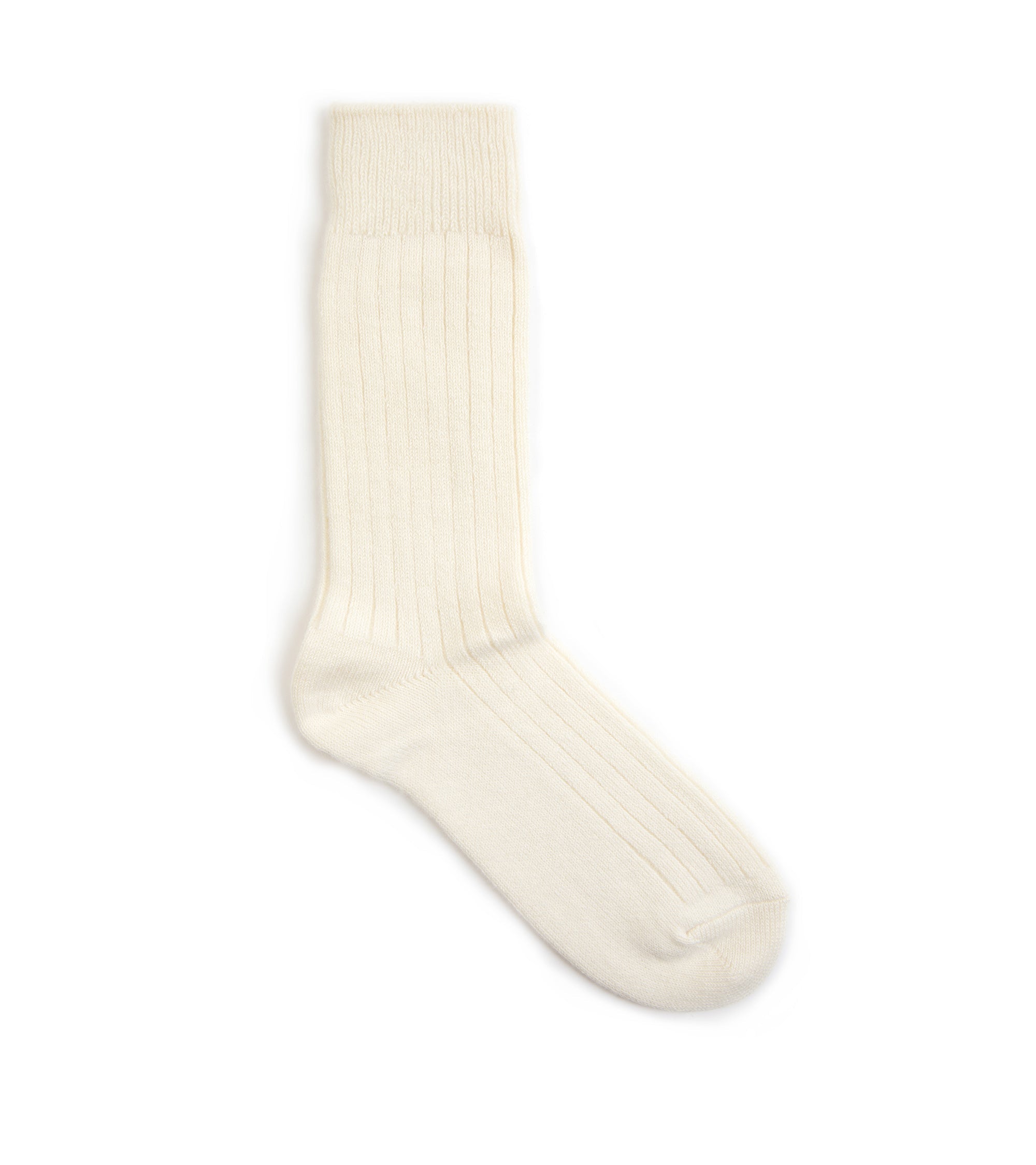 RoToTo Cotton Wool Ribbed Crew Socks: White