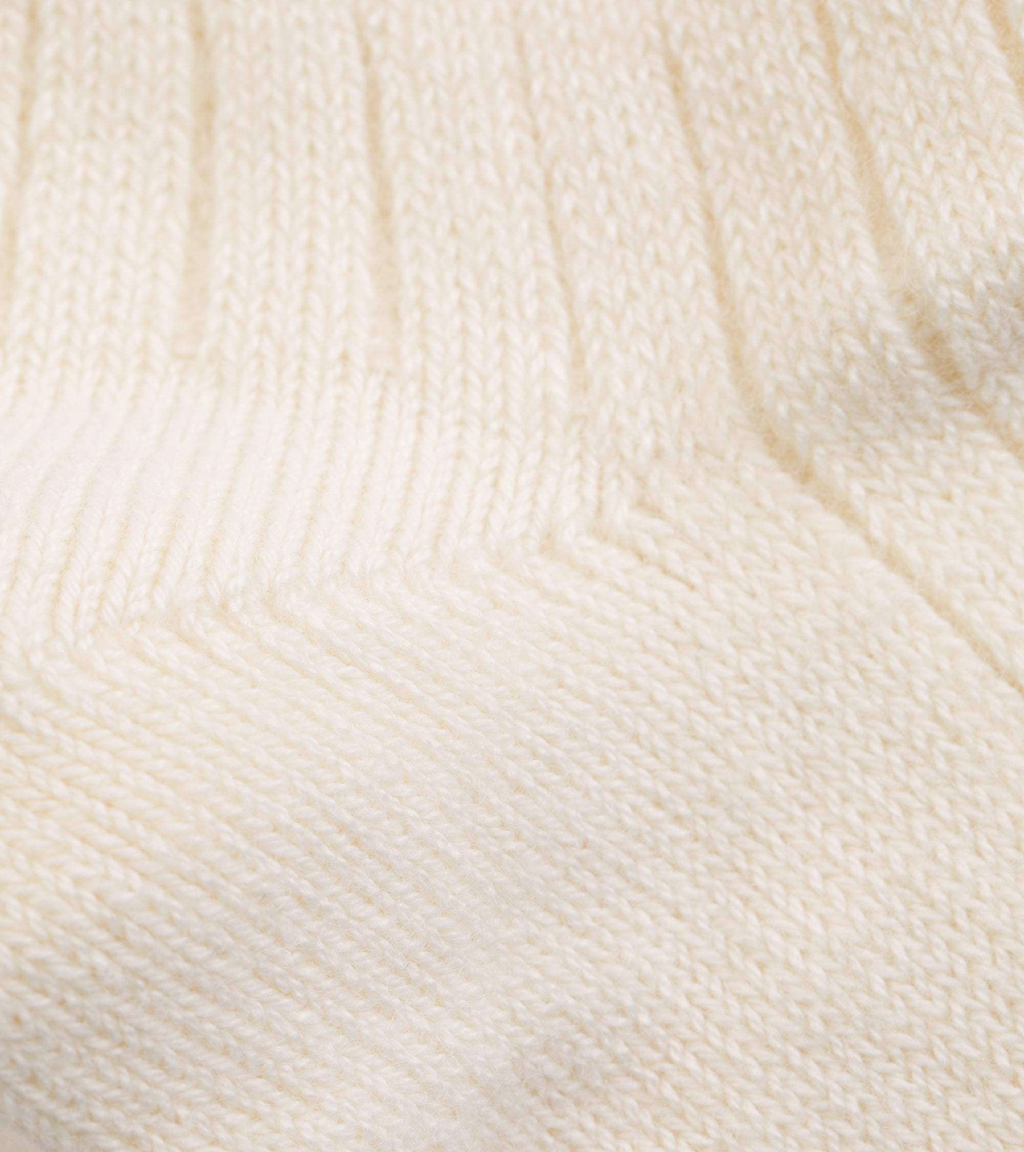 RoToTo Cotton Wool Ribbed Crew Socks: White