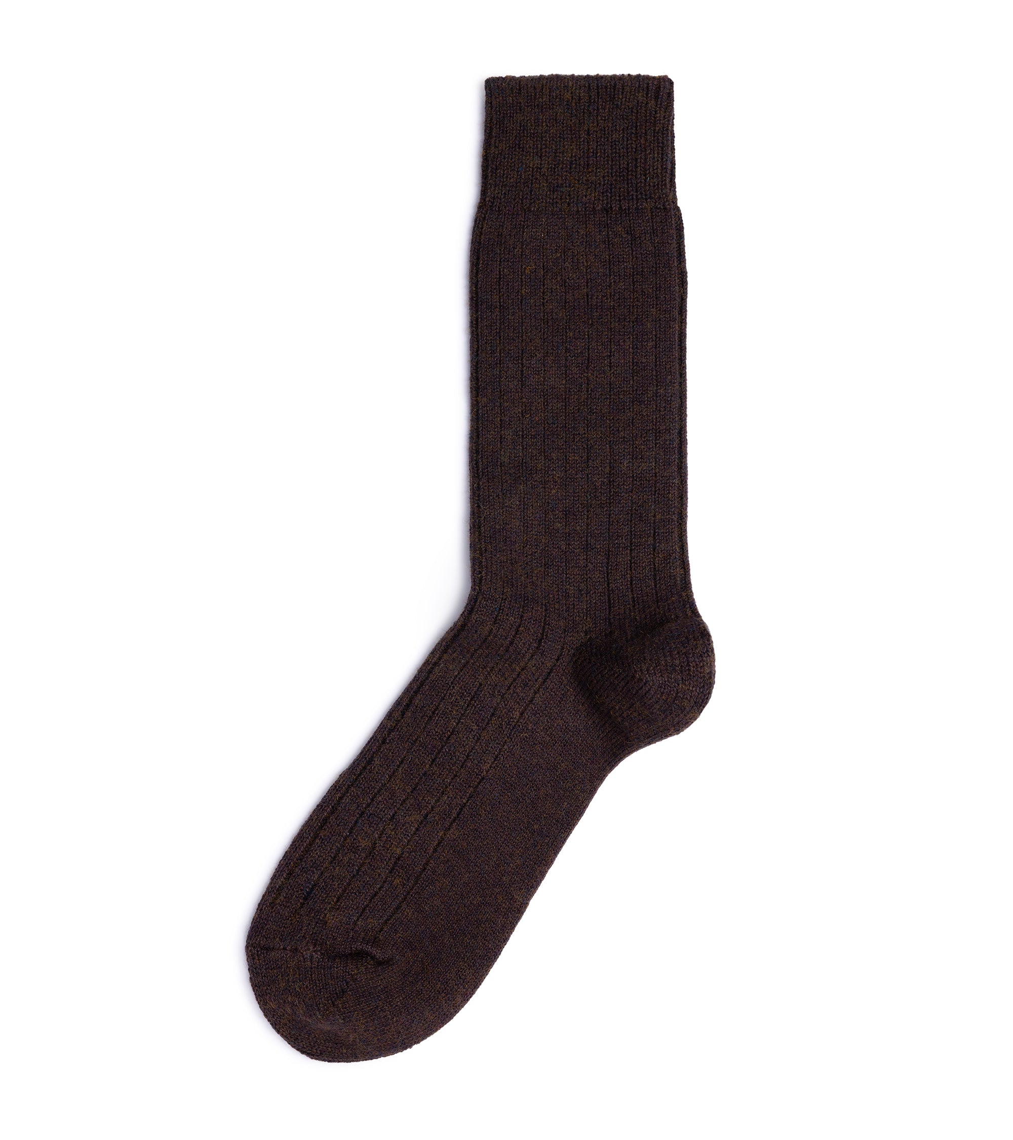 RoToTo Cotton Wool Ribbed Crew Socks: Dark Brown