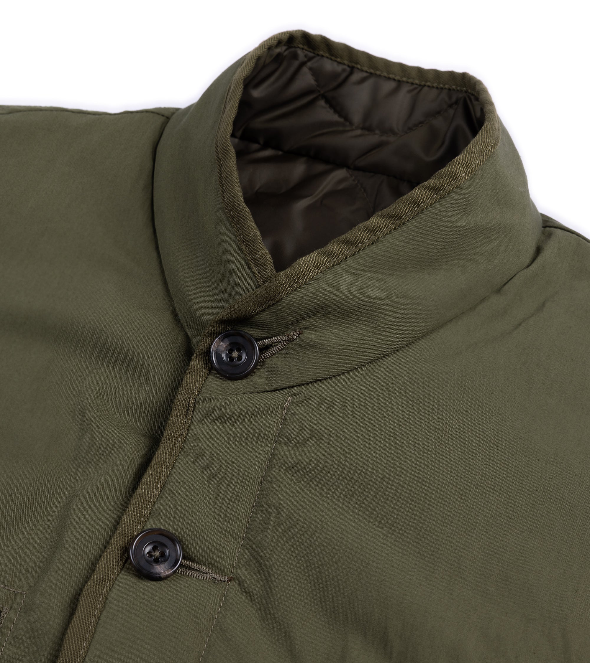Sage de Cret Cotton Nylon Reversible Stand Collar Jacket: Olive