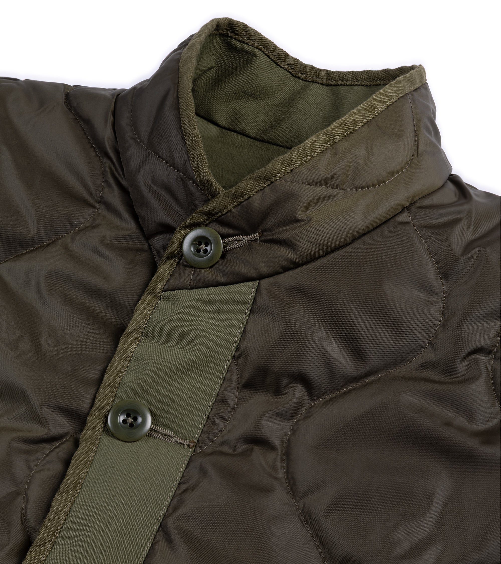 Sage de Cret Cotton Nylon Reversible Stand Collar Jacket: Olive