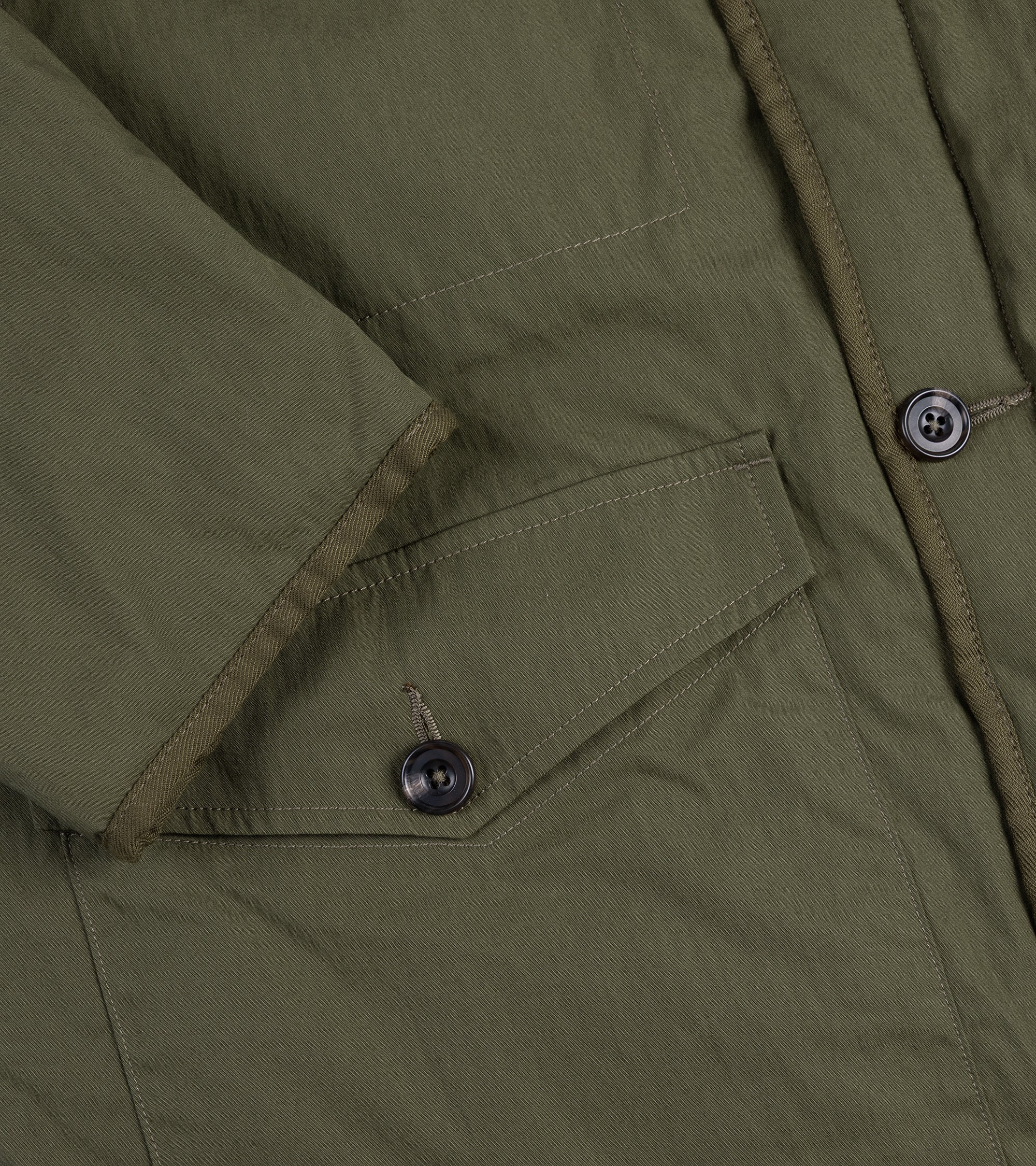 Sage de Cret Cotton Nylon Reversible Stand Collar Jacket: Olive