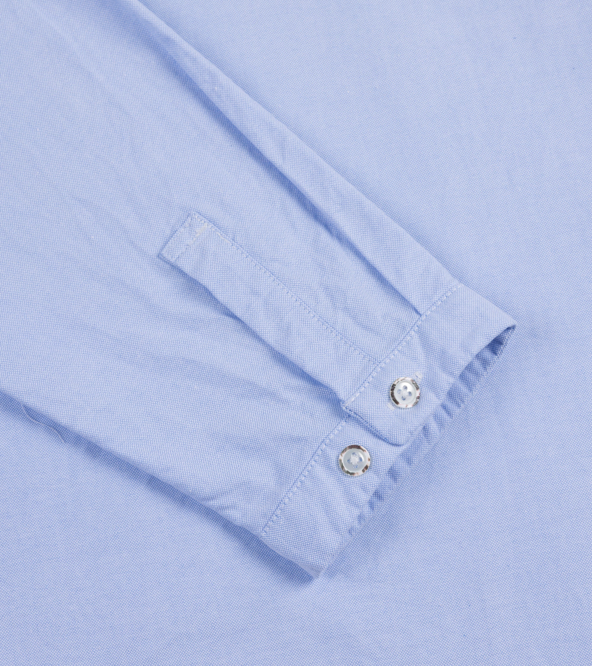 Sage de Cret Cotton Oxford Stand Collar Popover Shirt: Blue