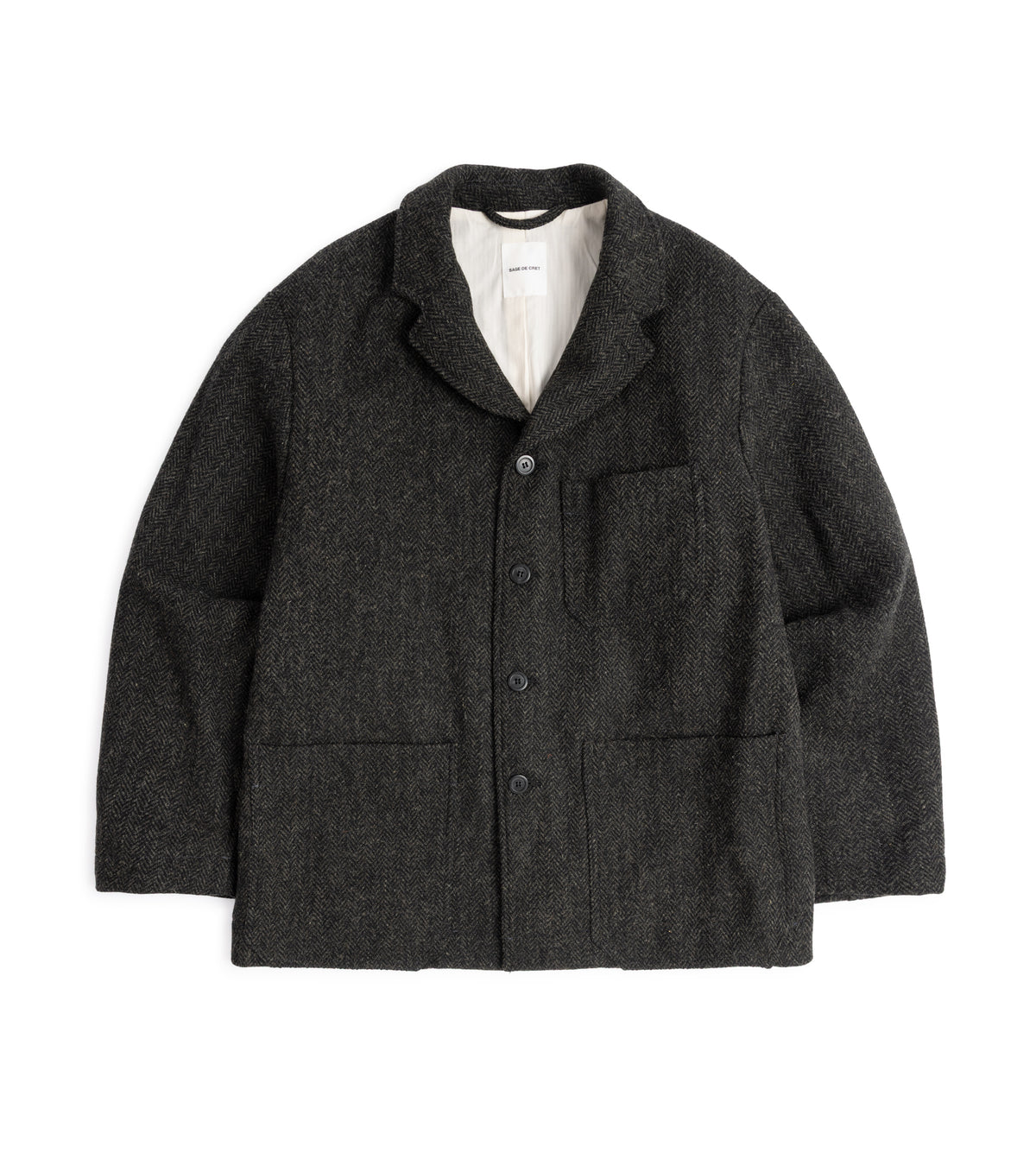 Sage de Cret Harris Tweed Four-Button Coverall Jacket: Grey