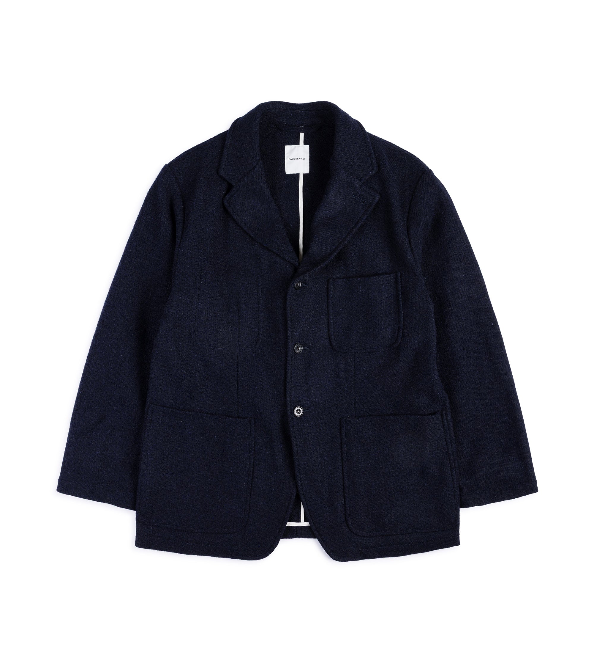 Sage de Cret Harris Tweed Tailored Jacket: Navy