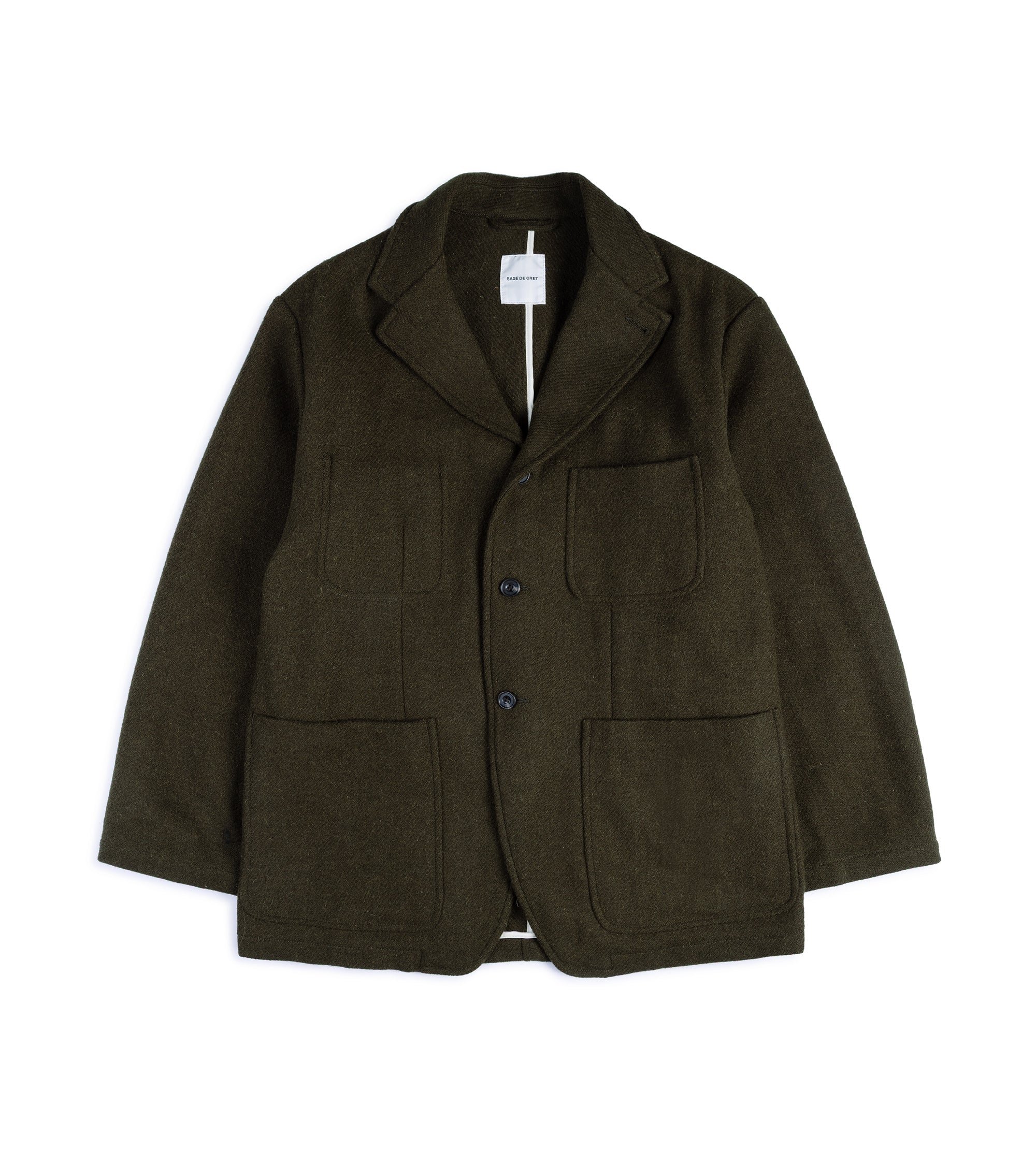 Sage de Cret Harris Tweed Tailored Jacket: Olive