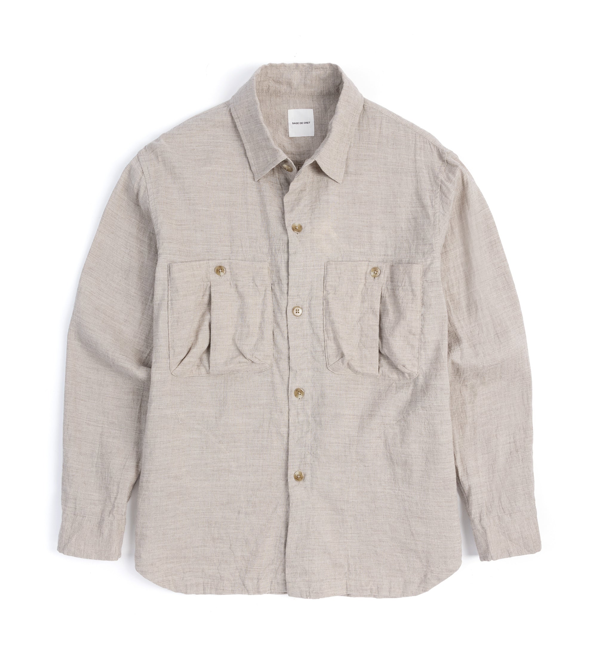 Sage de Cret Linen Cotton Washed Lawn Cloth Work Shirt Jacket: Ecru