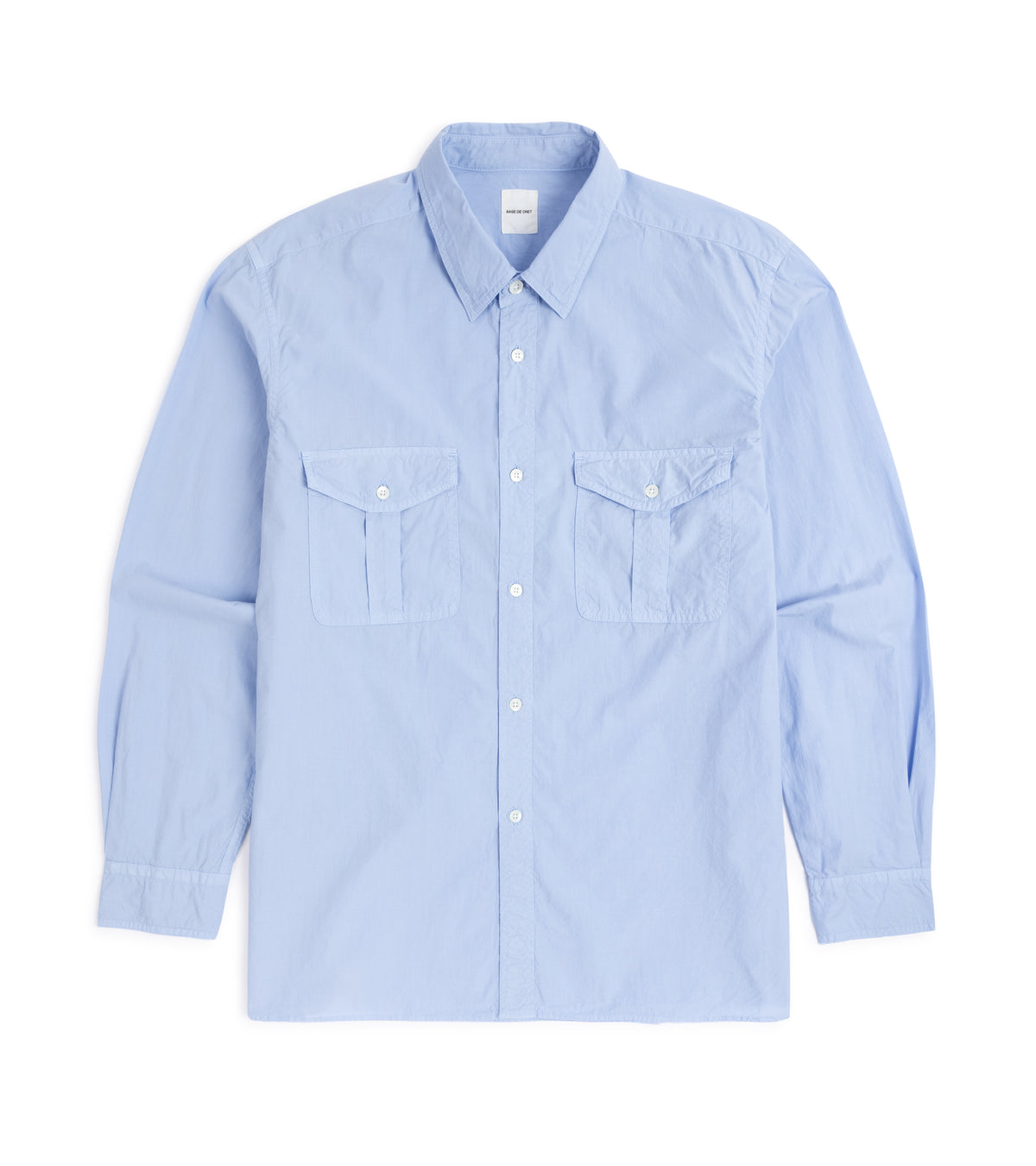 Sage de Cret Organic Cotton Broadcloth Military-Style Shirt: Saxe
