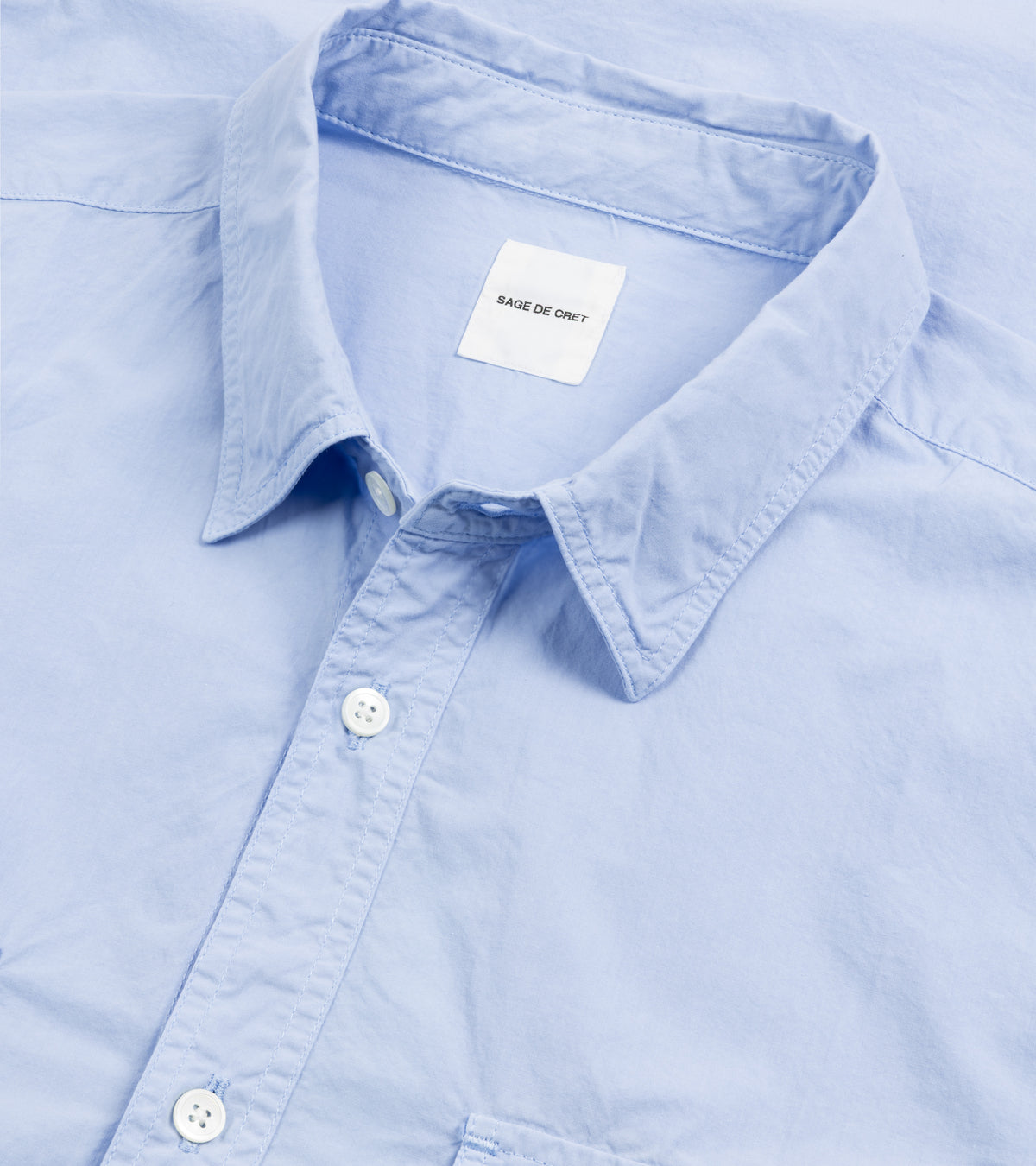 Sage de Cret Organic Cotton Broadcloth Military-Style Shirt: Saxe