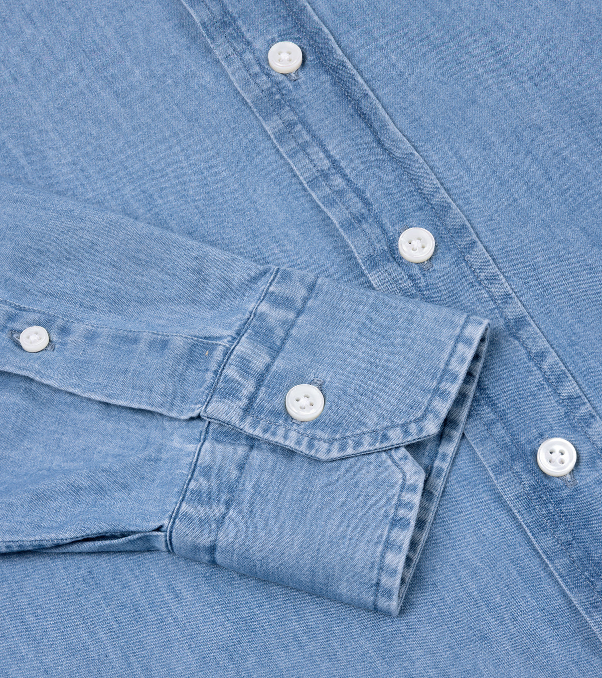 Salvatore Piccolo Cotton Chambray Shirt: Light Blue