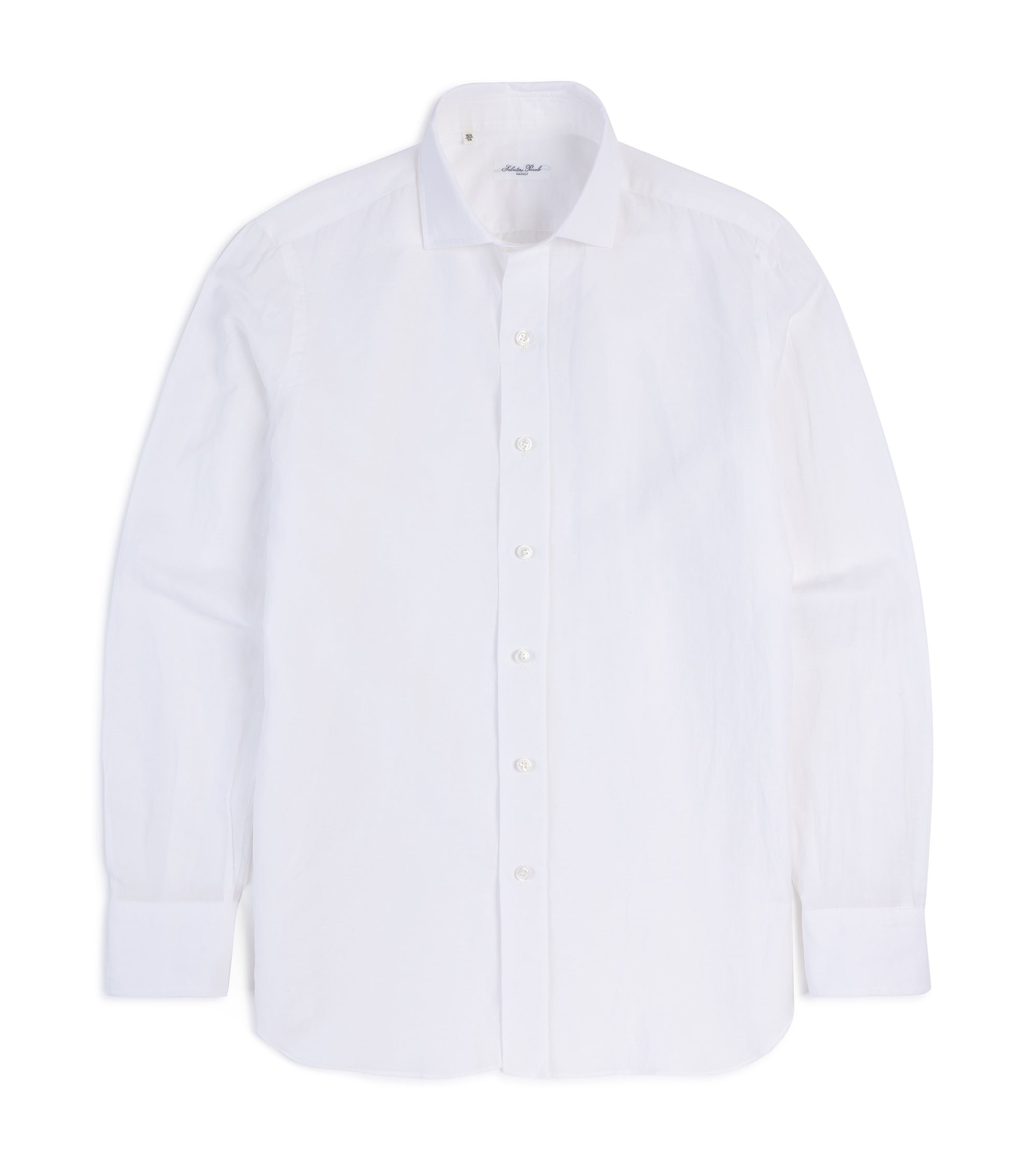 Salvatore Piccolo Cotton Linen Formal Shirt: White