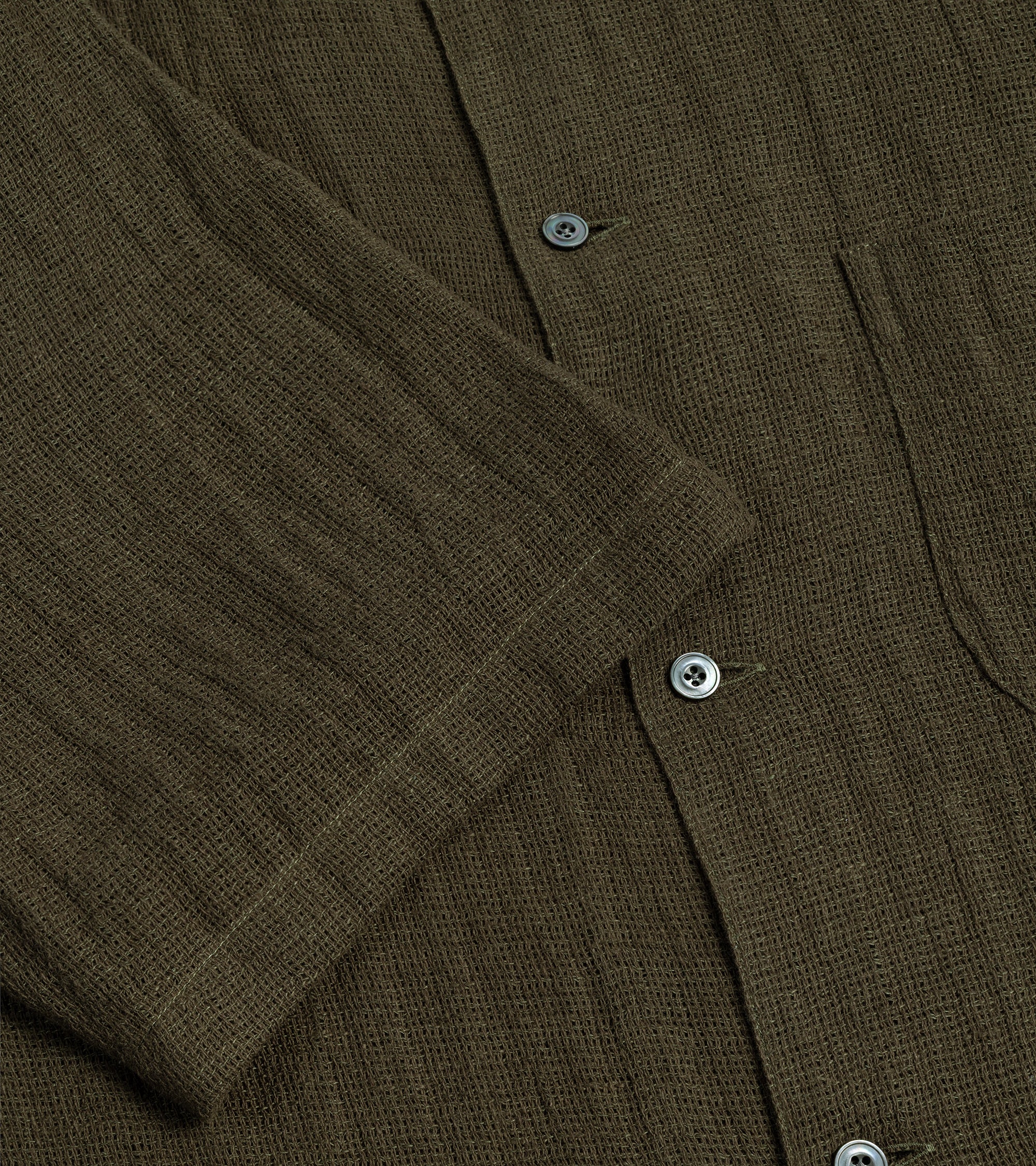 P*S様 COMOLI × Salvatore Piccolo LINEN JA Salvatore Piccolo Cotton Linen Mesh Camp Collar Shirt: Olive