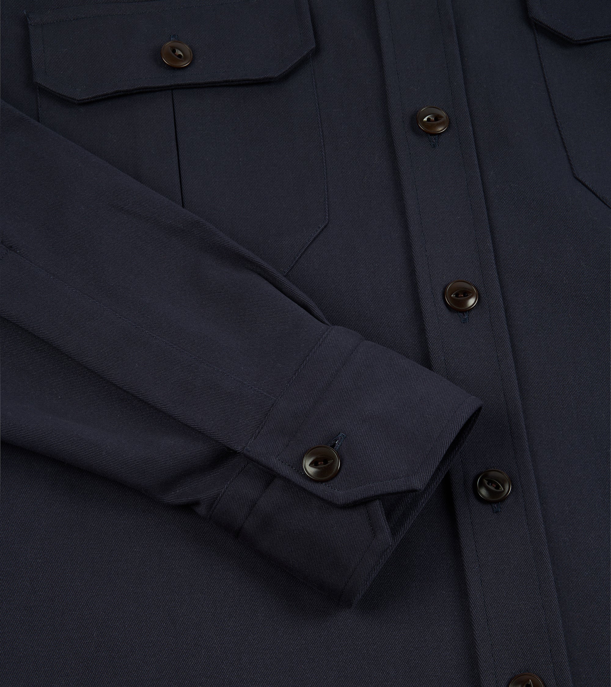 Salvatore Piccolo Heavy Brushed Cotton Military Shirt: Navy