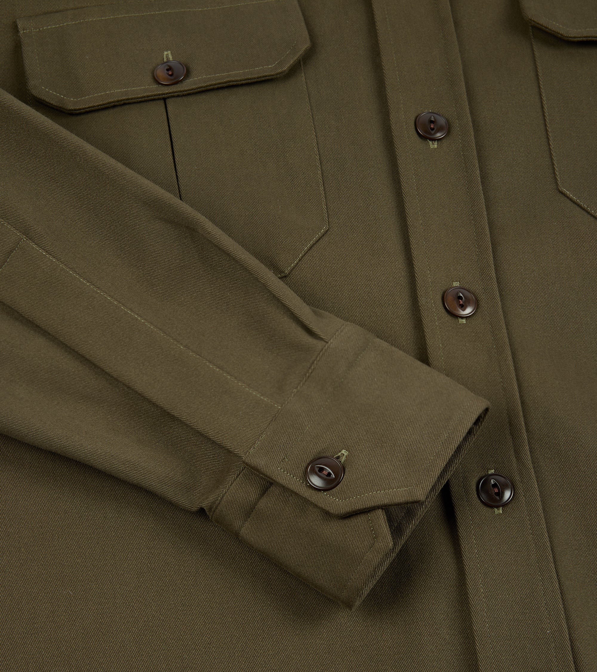 Salvatore Piccolo Heavy Brushed Cotton Military Shirt: Olive