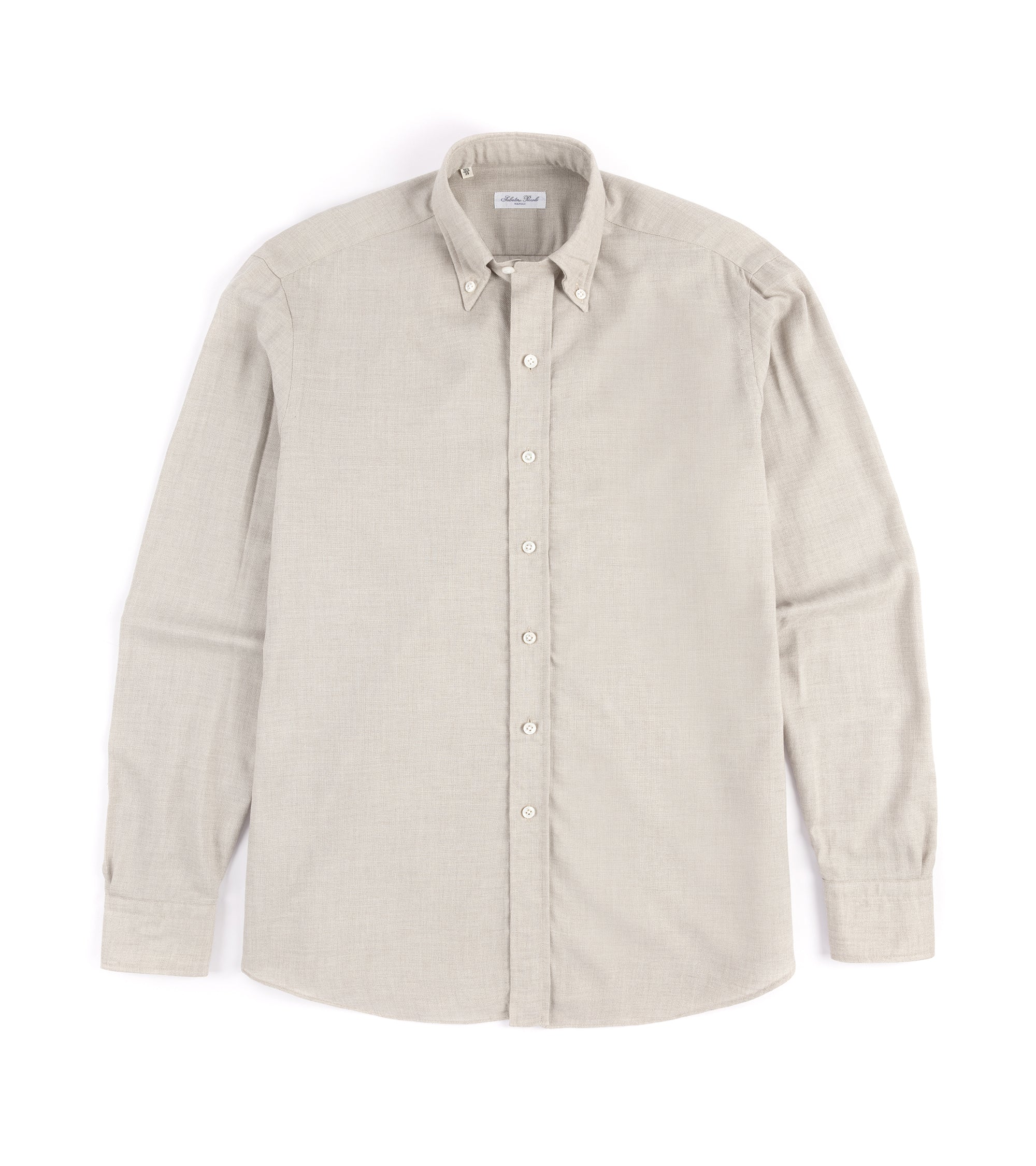 Salvatore Piccolo Modal Wool Button Down Shirt: Sand