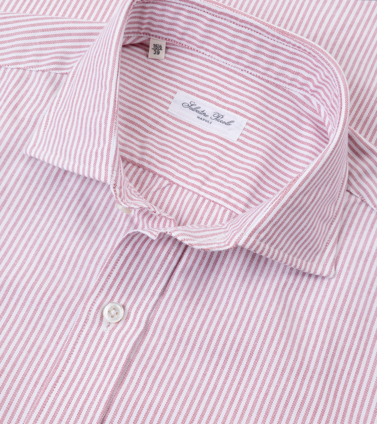 Salvatore Piccolo Striped Cotton Oxford Shirt in red, product photo.
