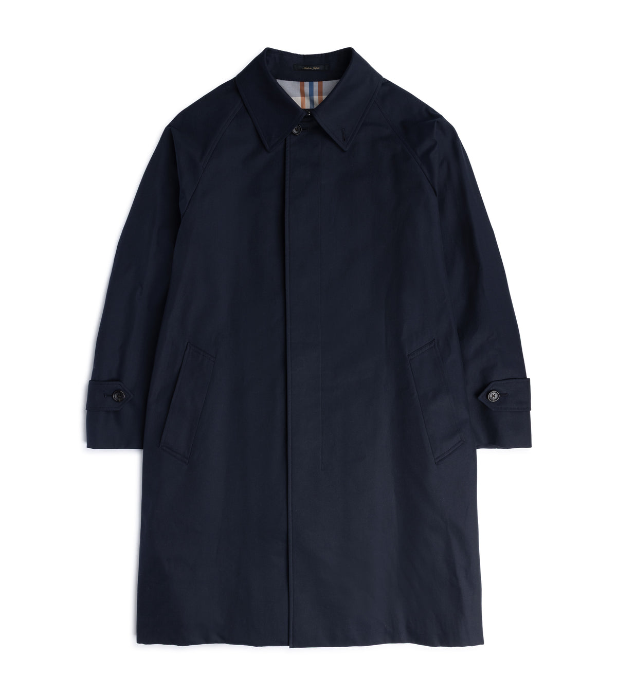 Sanyo 100 Year Lightweight Gabardine Balmacaan Coat: Navy