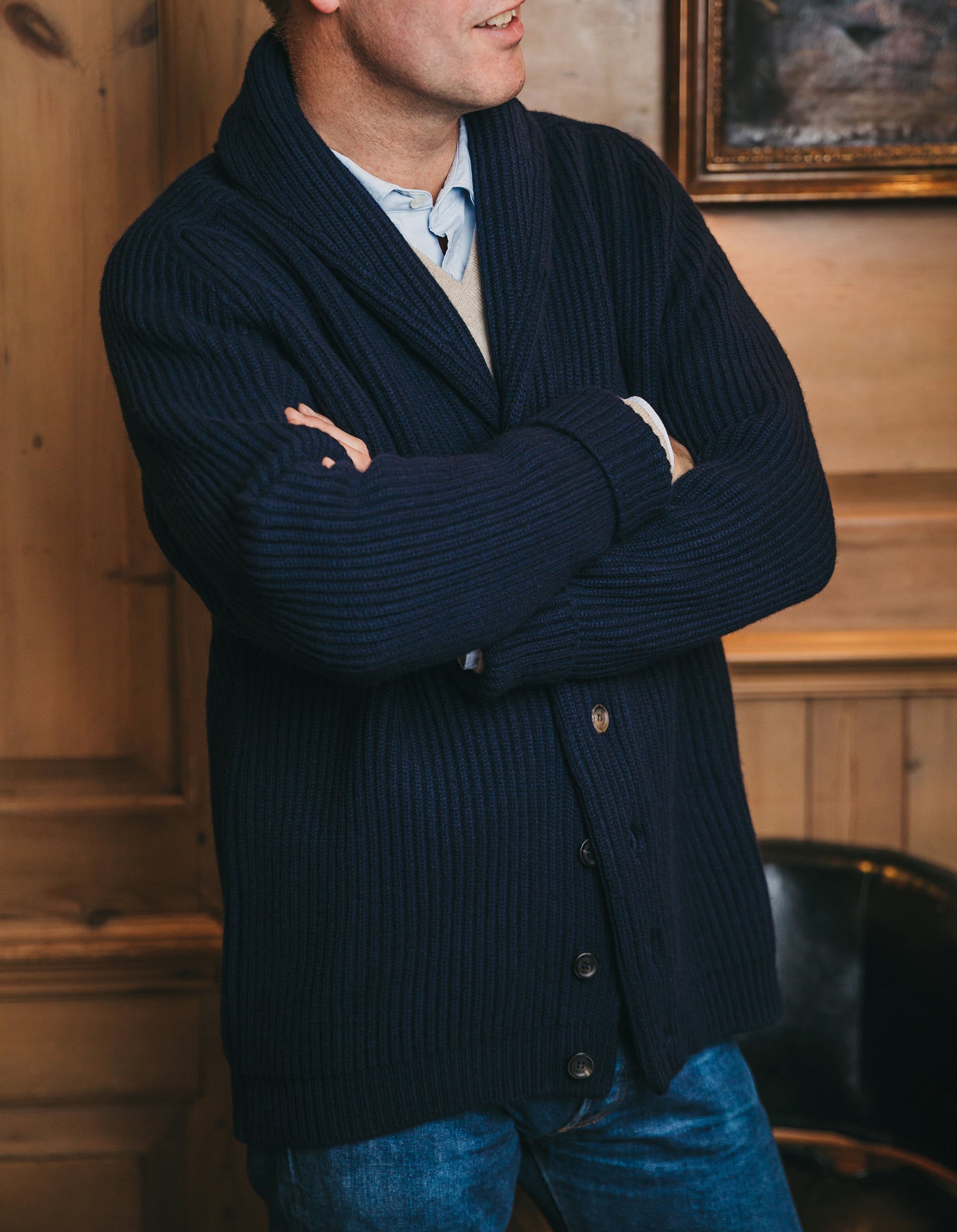 Begg x Co Yacht Cashmere Cardigan: Navy