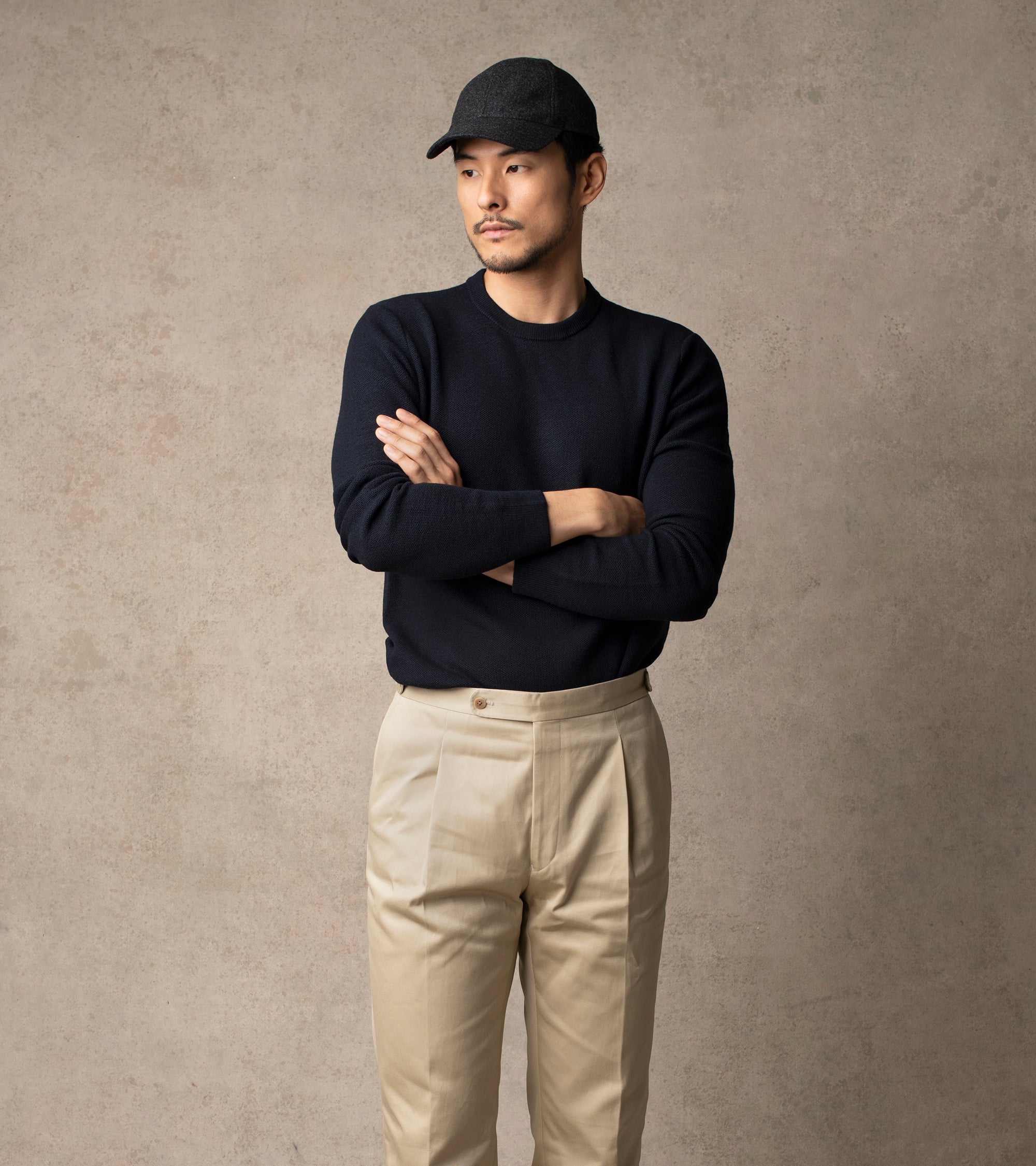 Zanone Wool Honeycomb Crew Neck Sweater: Navy