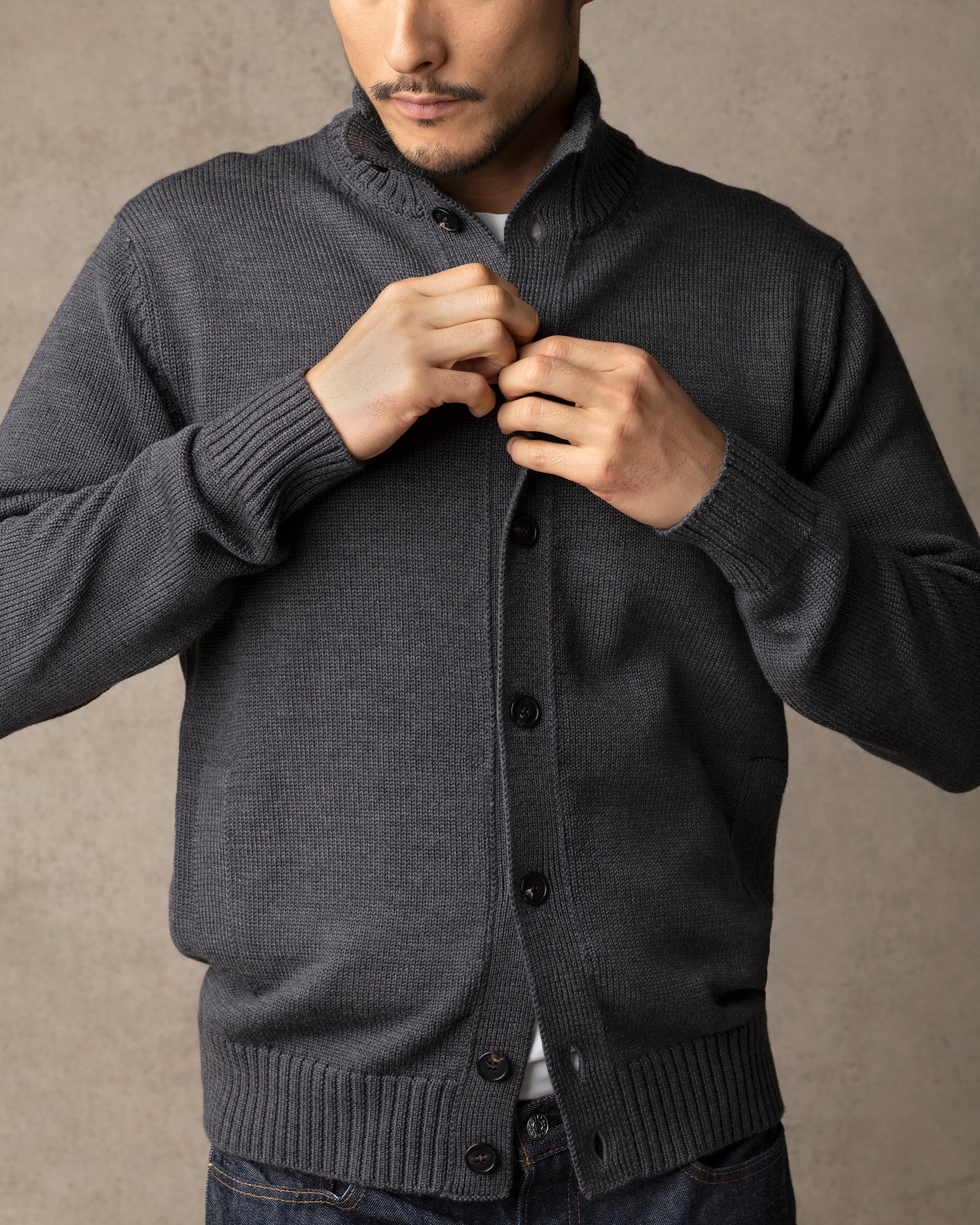 Zanone 7 Gauge Wool Cardigan: Grey