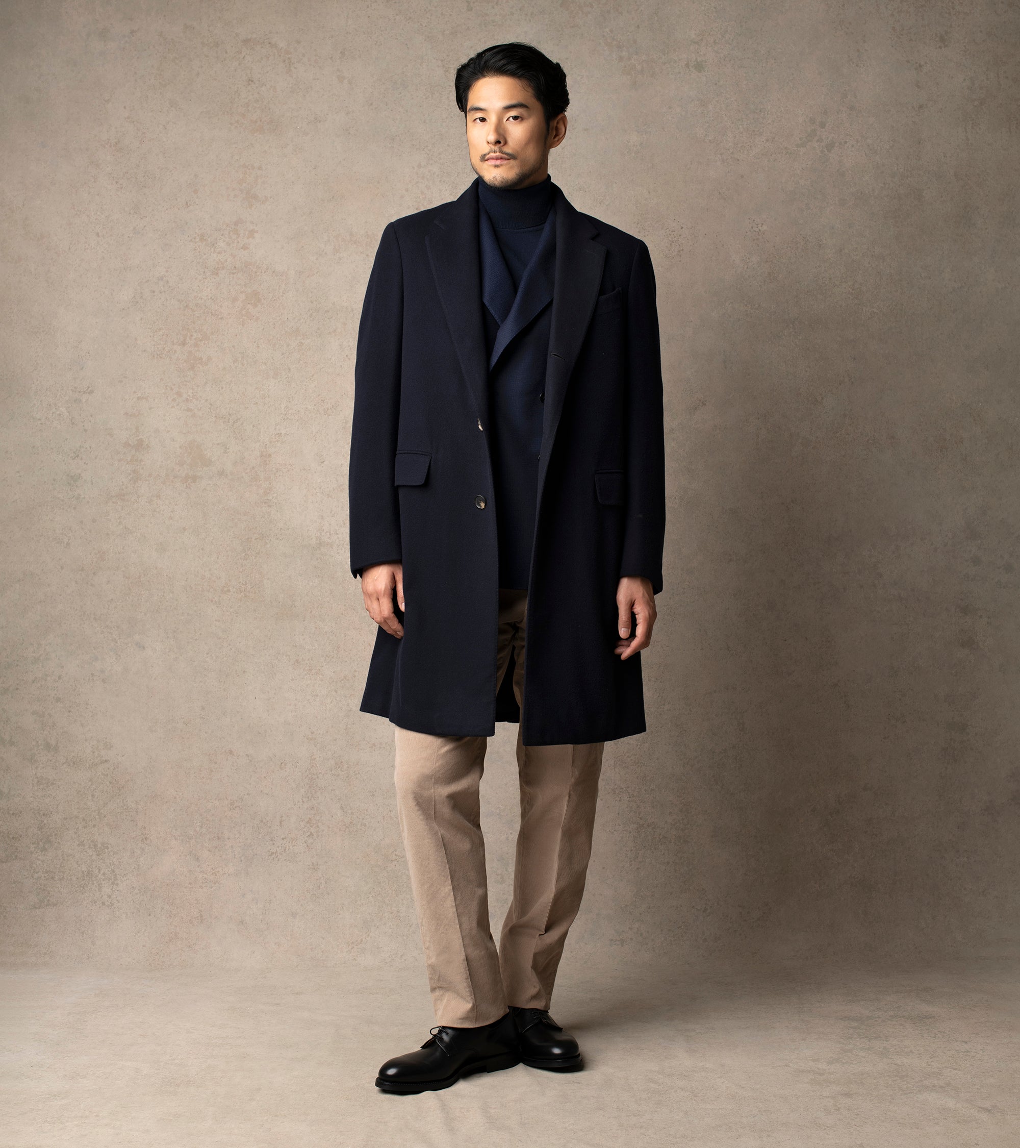 Caruso Aida Wool Overcoat: Navy