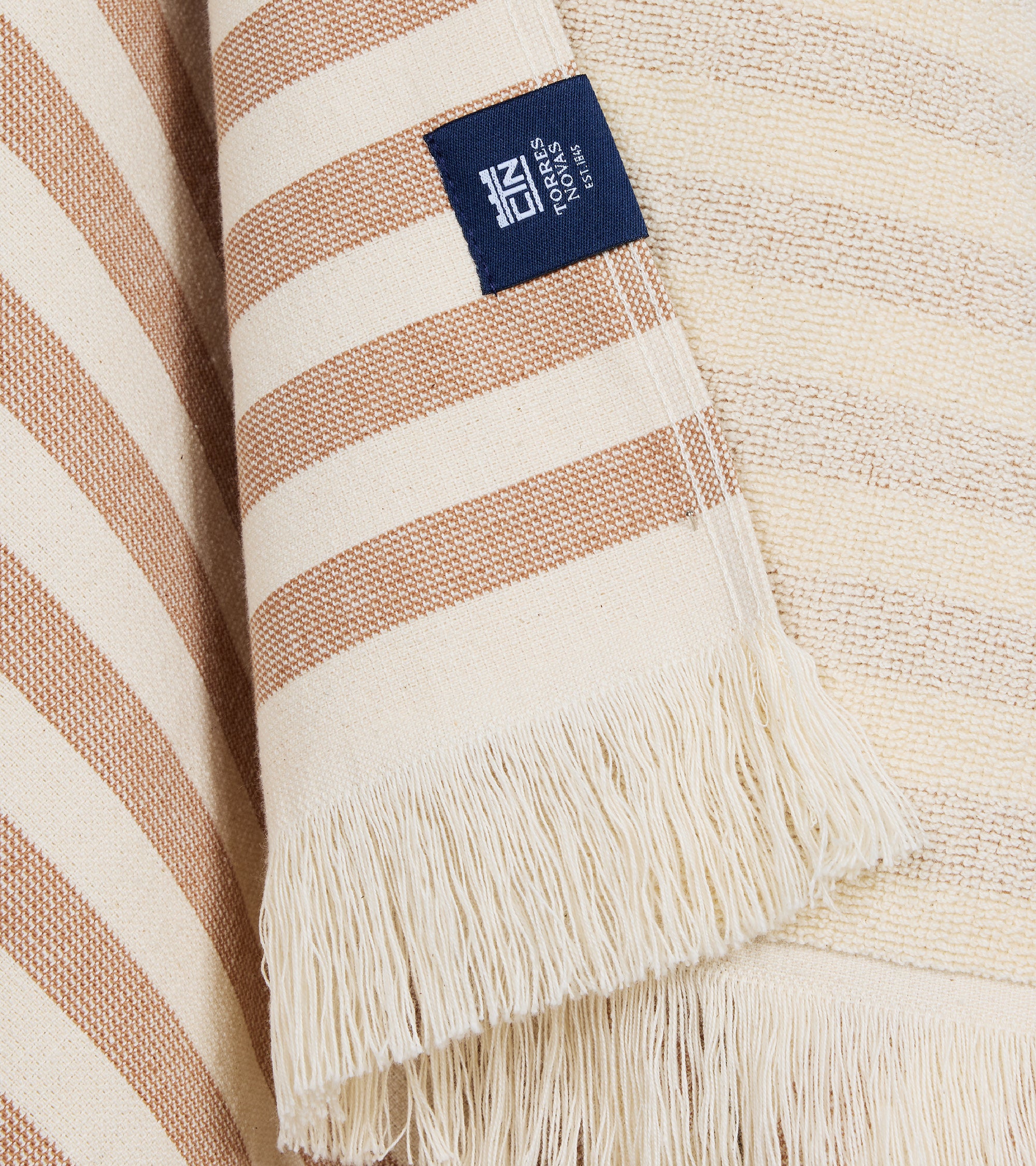 Torres Novas Barra Individual Size Beach Towel: Beige Stripe
