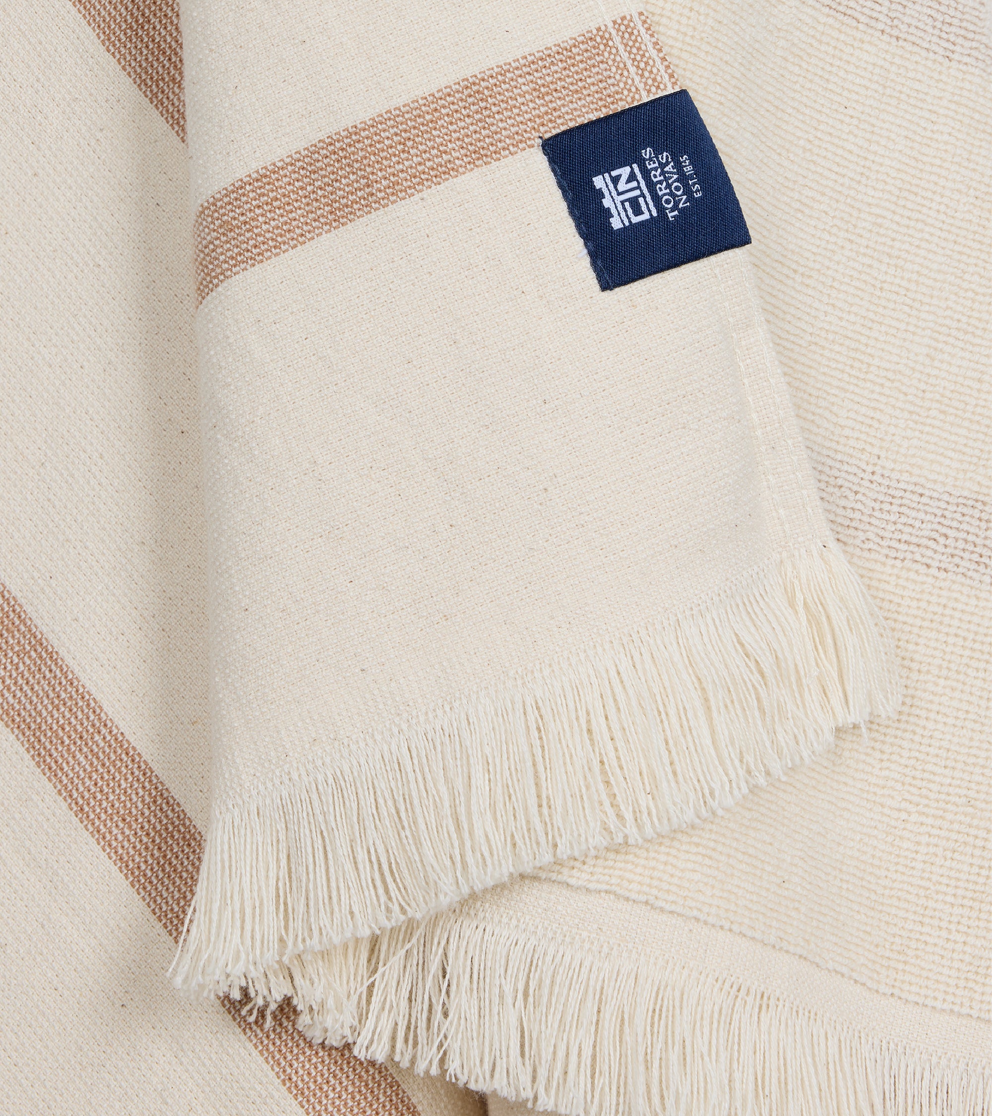 Torres Novas Boa-Nova Individual Size Beach Towel: Beige Stripe