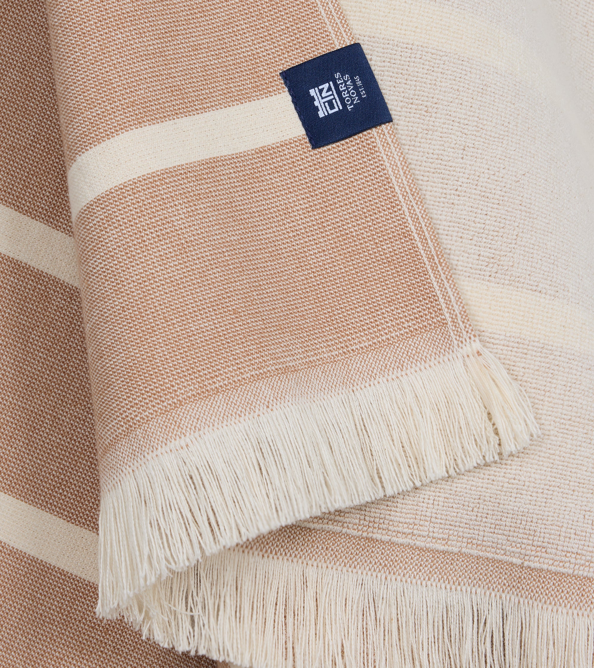 Torres Novas Belém Individual Size Beach Towel: Beige Stripe