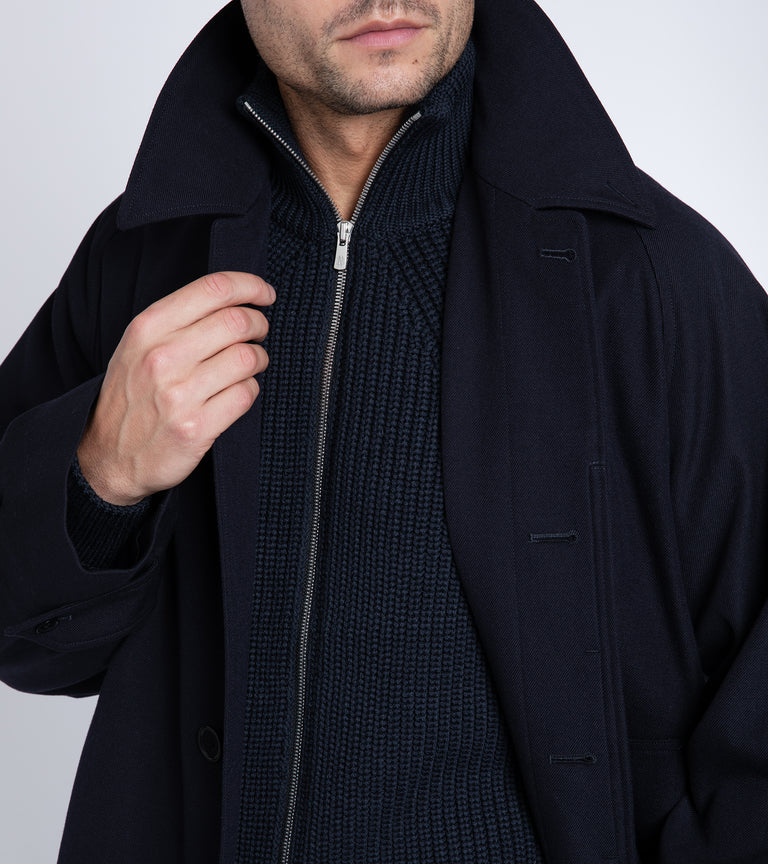 Kaptain Sunshine Wool Cotton Walker Coat: Navy – Trunk Clothiers