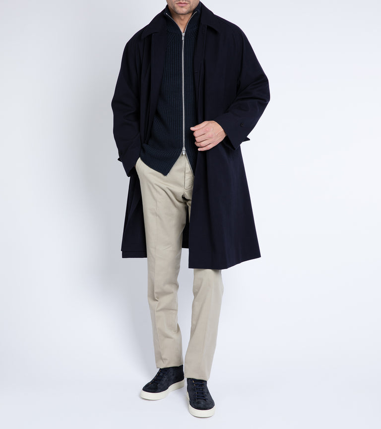 Kaptain Sunshine Wool Cotton Walker Coat: Navy – Trunk Clothiers